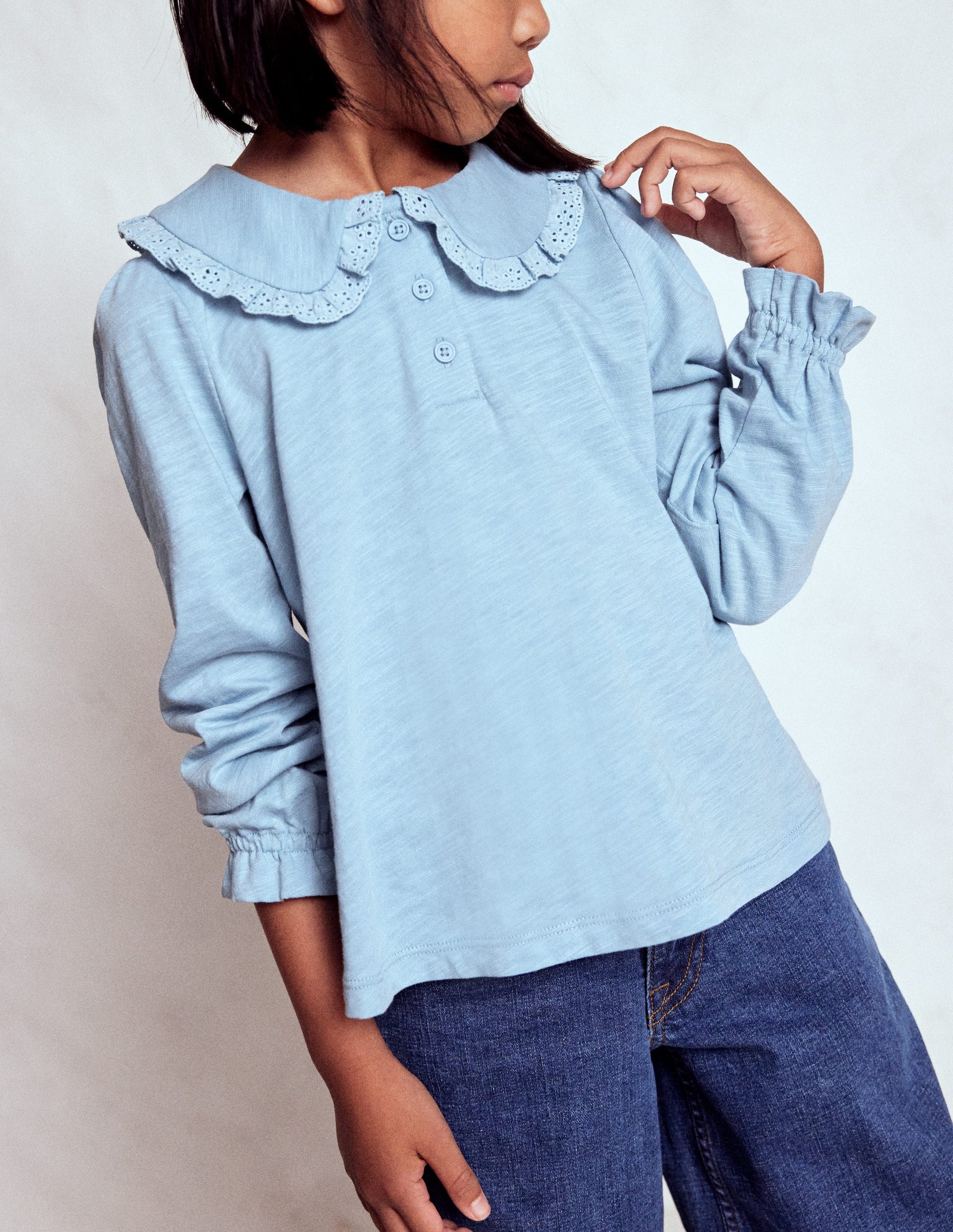 Collared Slub Top-Vintage Blue-3