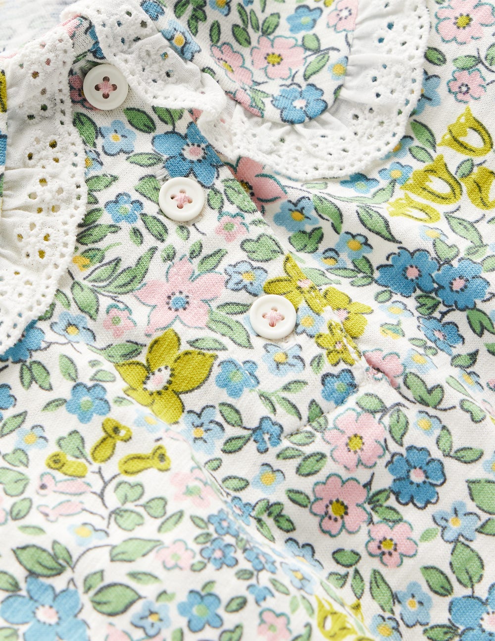 Collared Slub Top-Pear Green Flowerbed