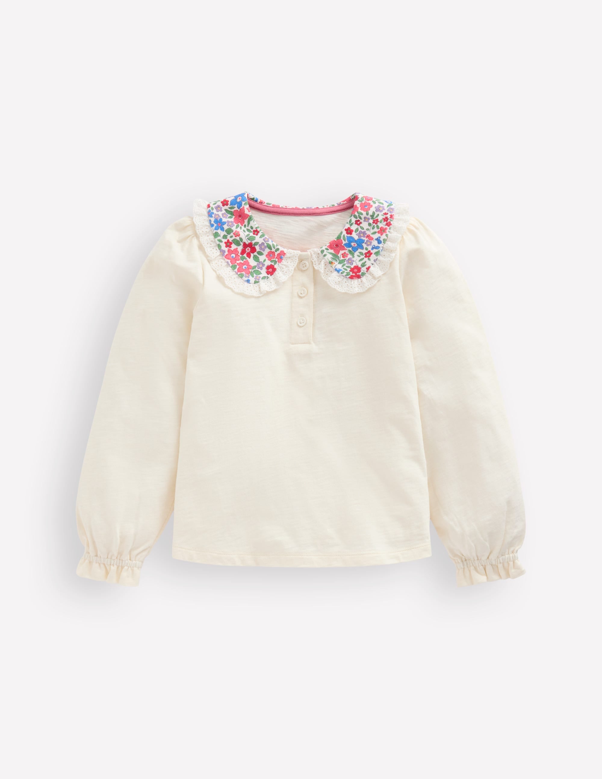 Collared Slub Top-Rose Pink Flowerbed - Image 1