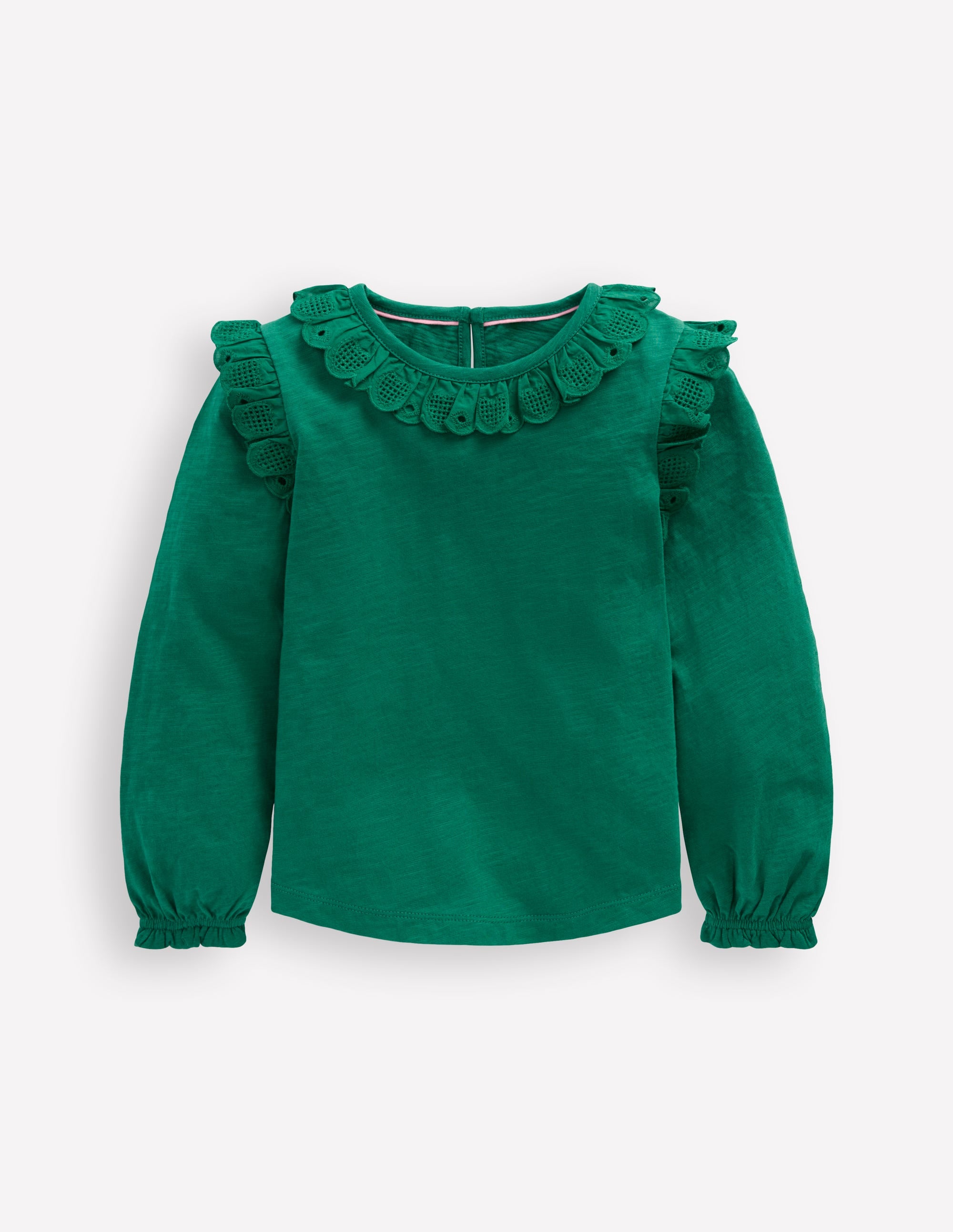 Broderie Heart Trim Top-Jewel Green - Image 1