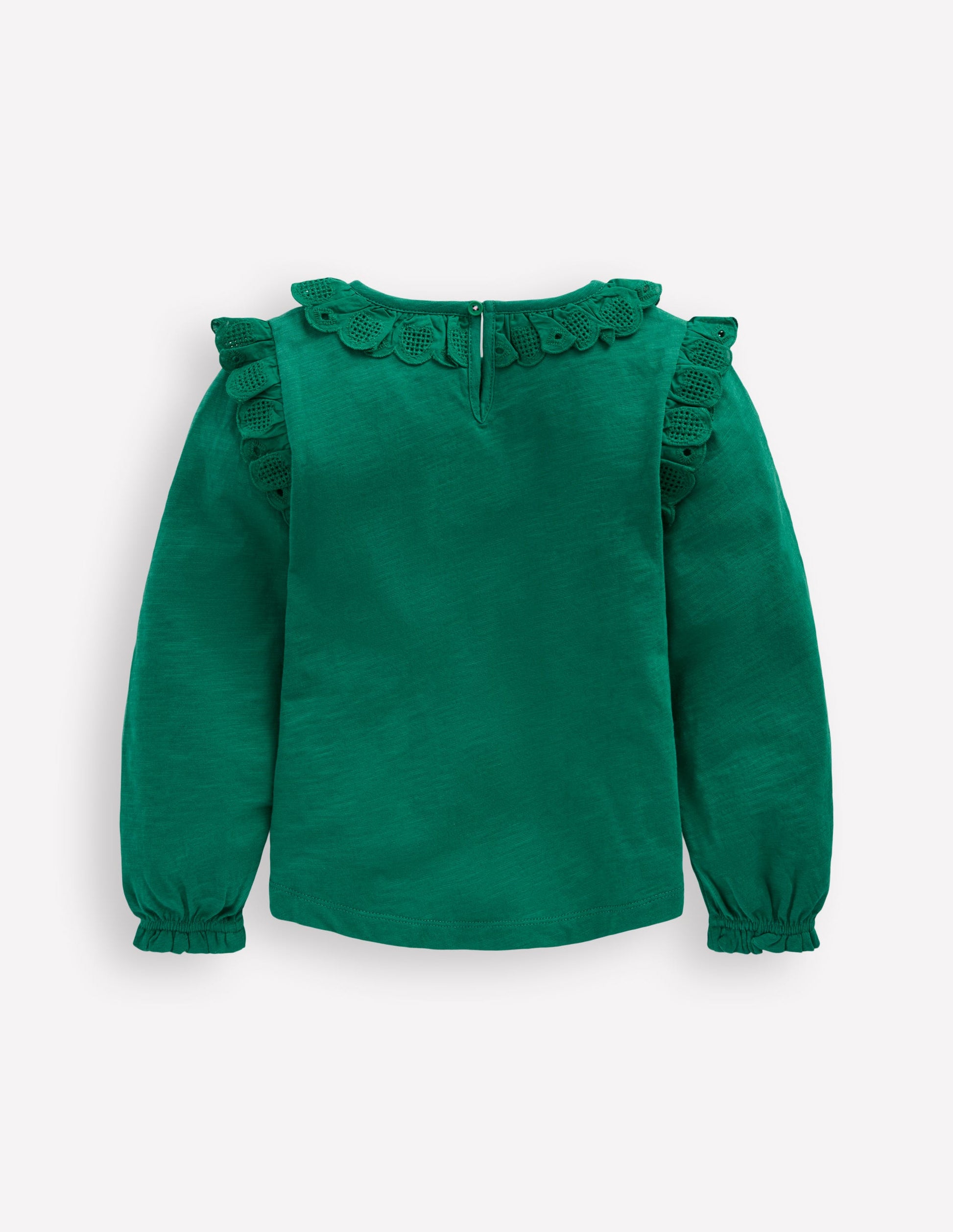 Broderie Heart Trim Top-Jewel Green-2