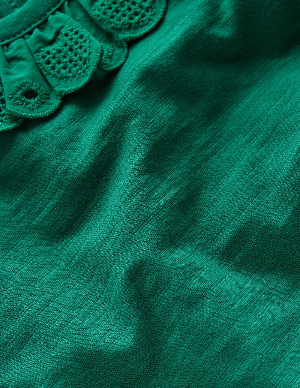 Broderie Heart Trim Top-Jewel Green-3