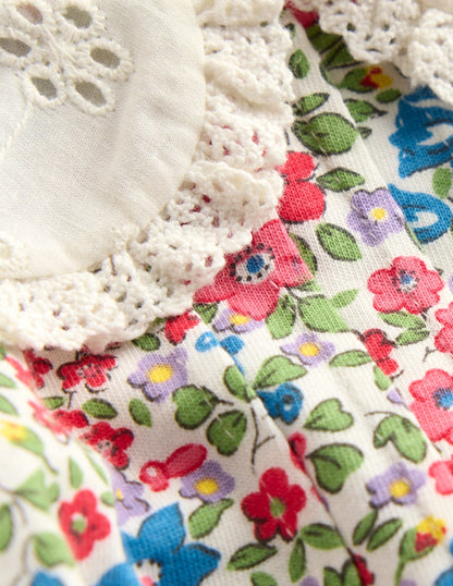 Broderie Collar Tunic Set-Vintage Pink Spaced Ditsy-3