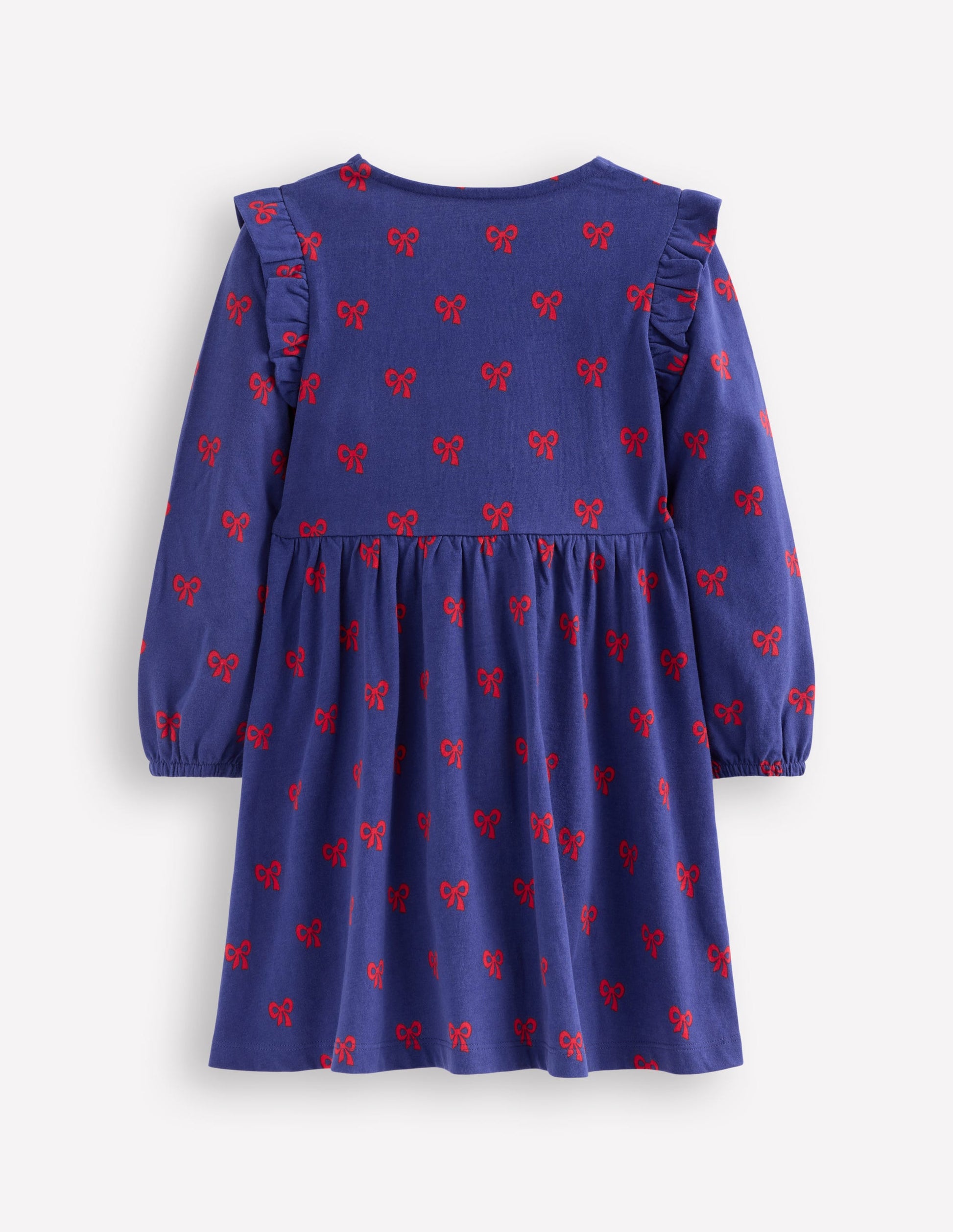 Posie Long Sleeve Jersey Dress-Starboard Blue Tiny Bows-2