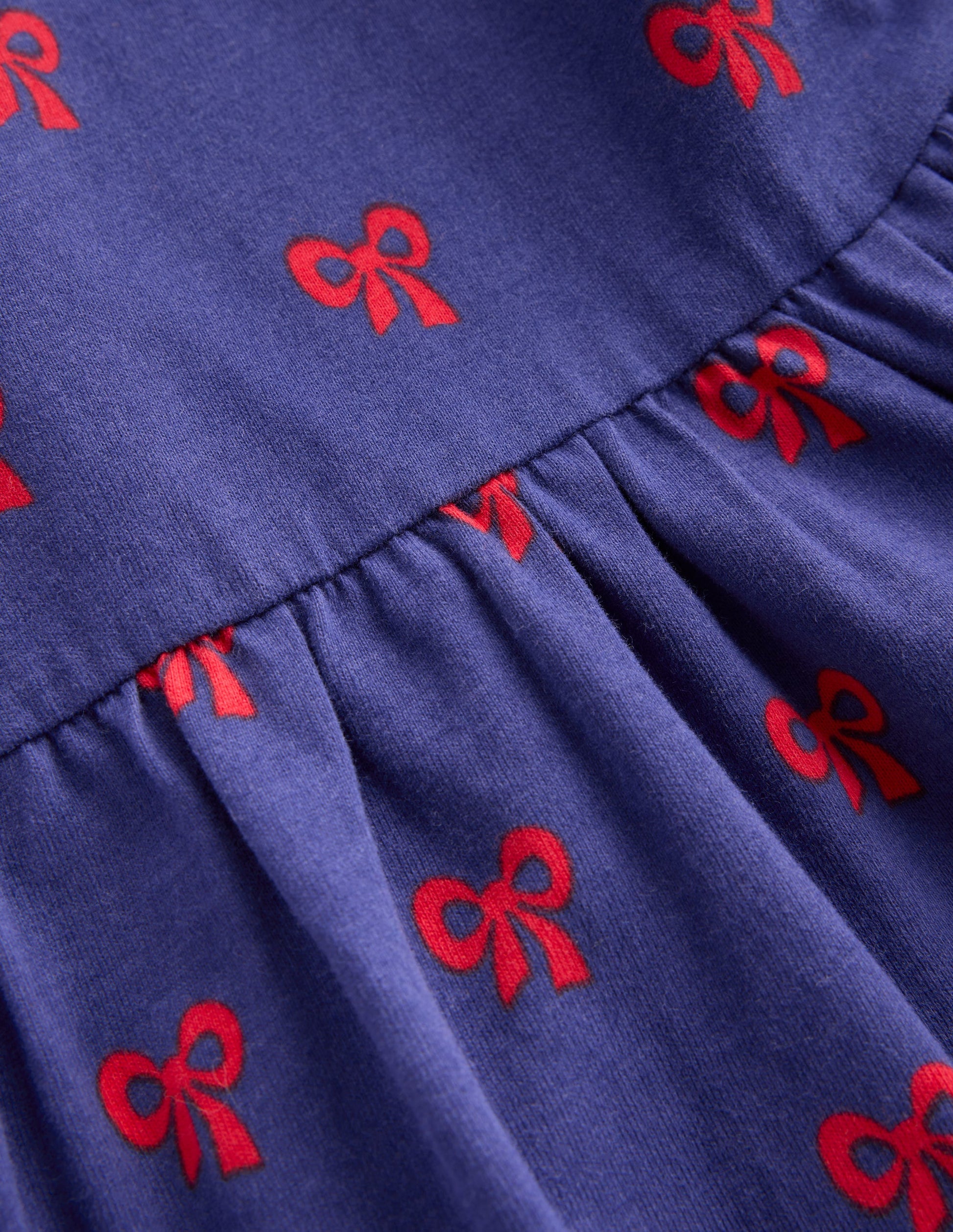 Posie Long Sleeve Jersey Dress-Starboard Blue Tiny Bows-3