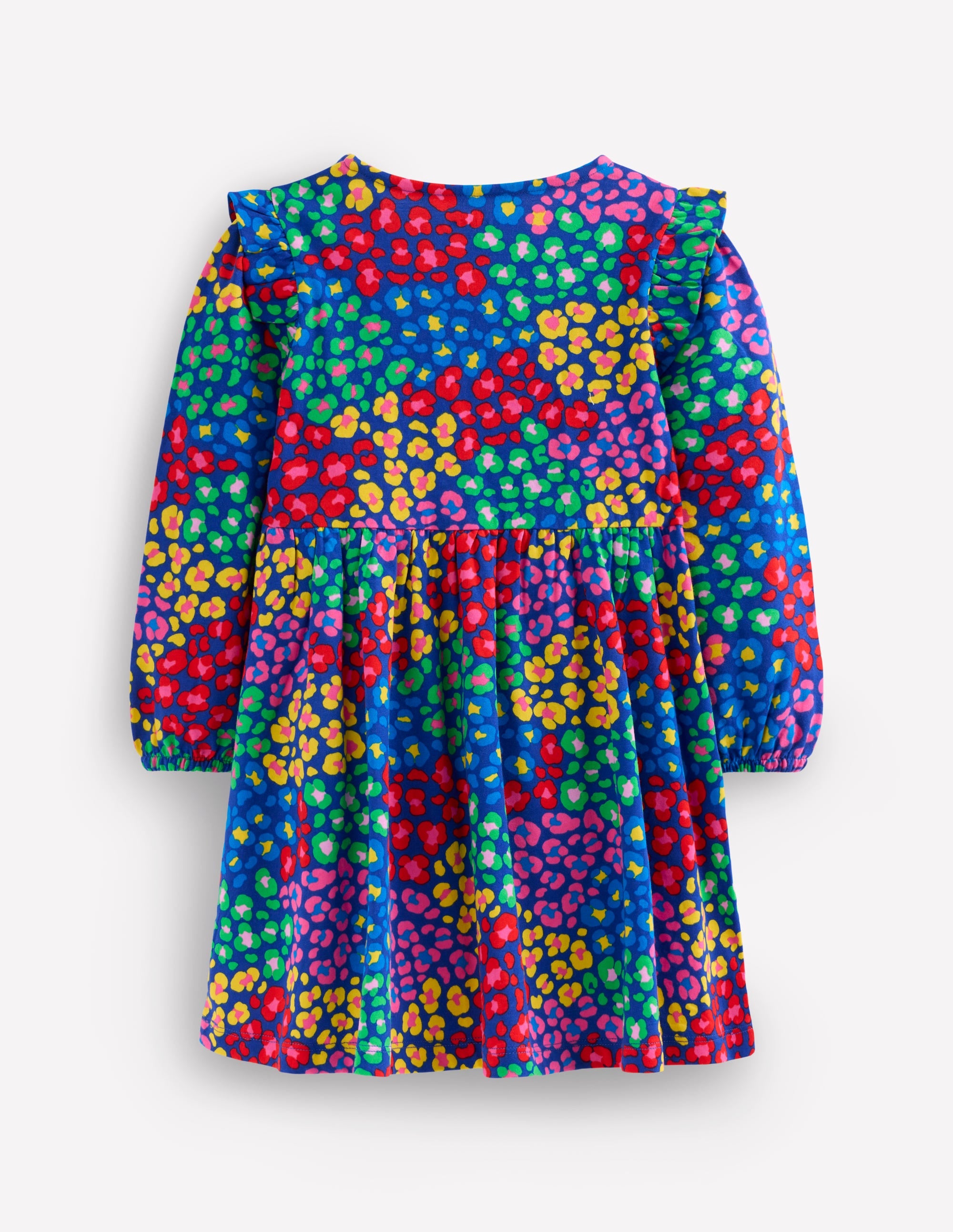 Posie Long Sleeve Jersey Dress-Bright Blue Rainbow Leopard - Image 2