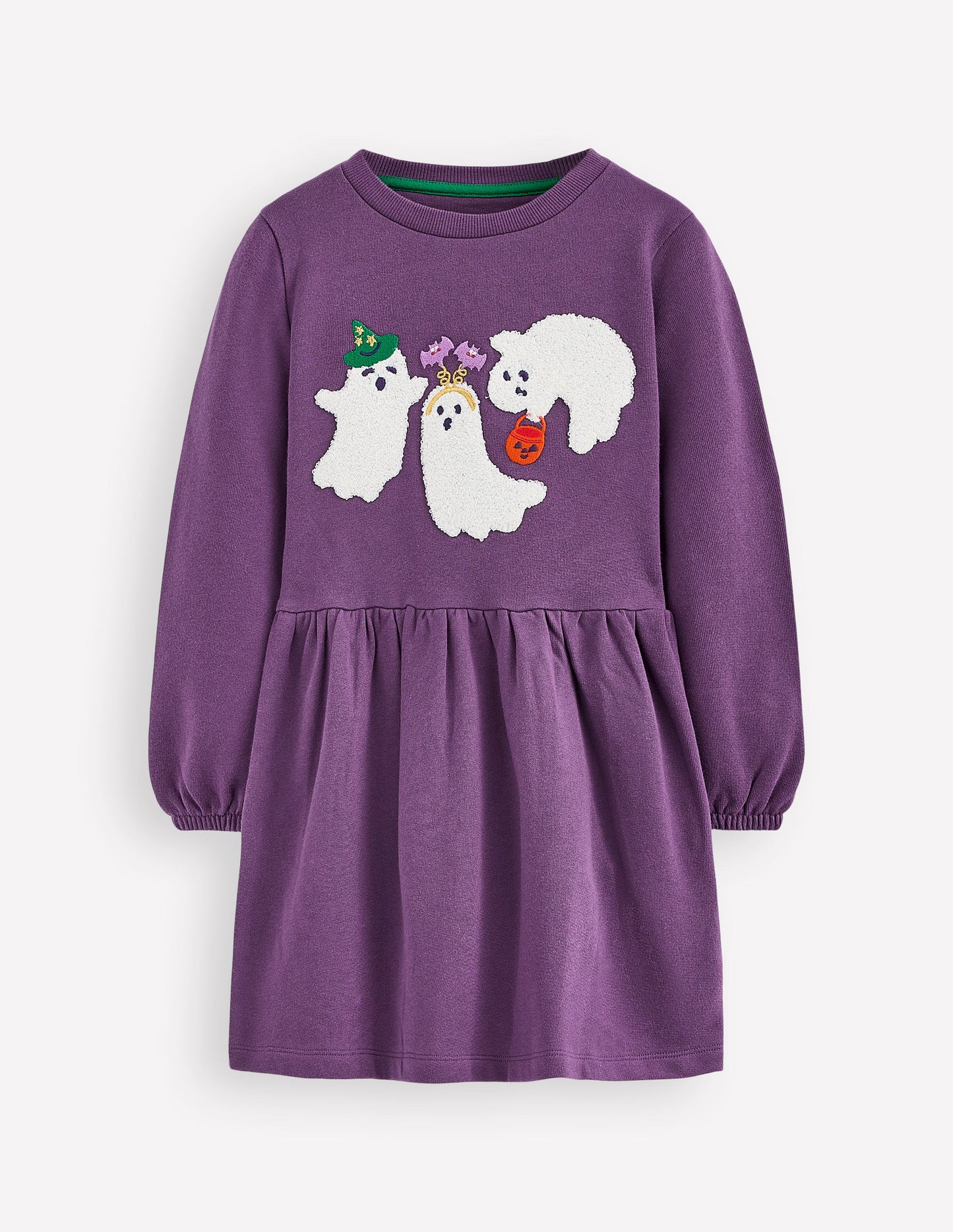 Applique Sweatshirt Dress-Halloween Ghosts
