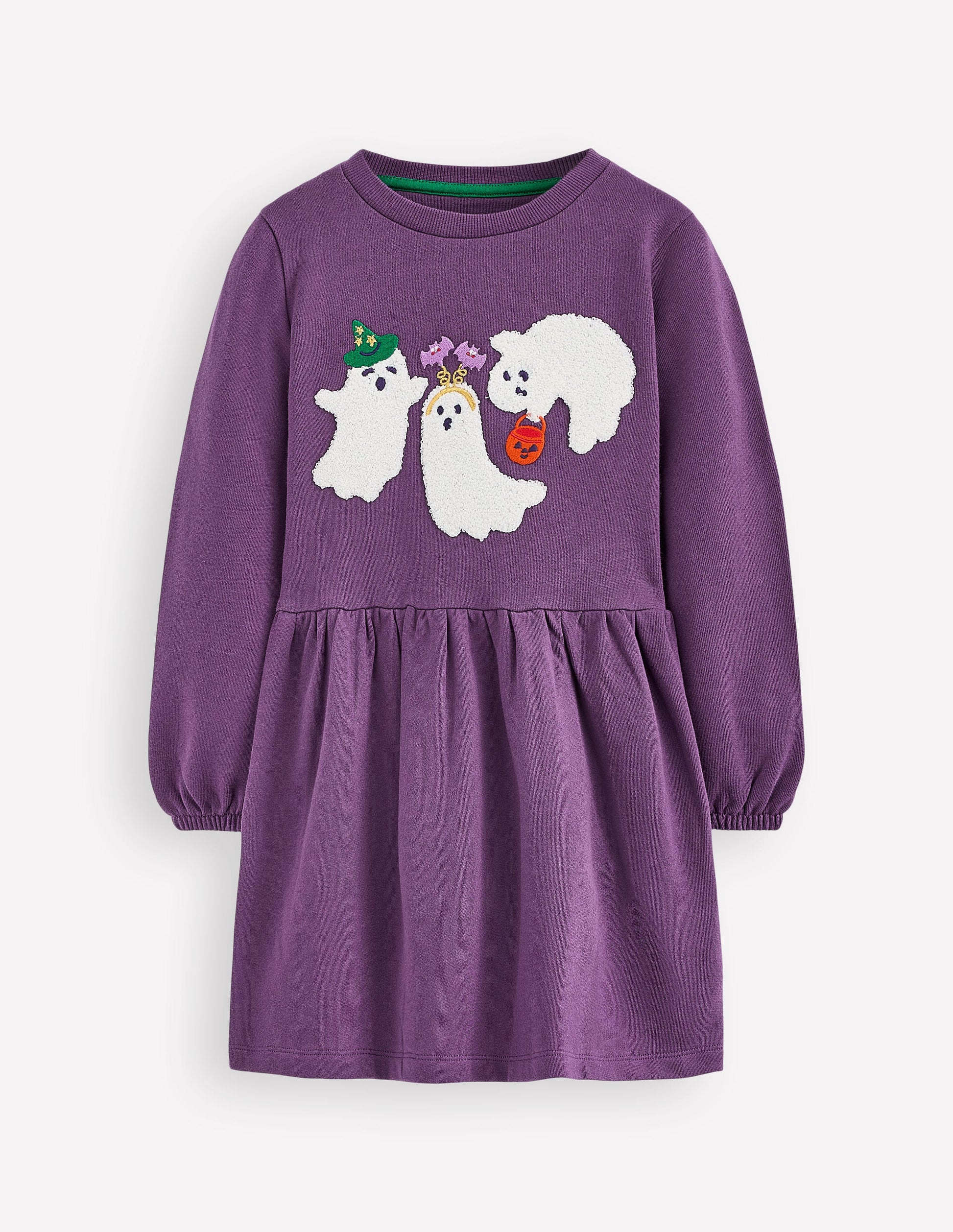 Applique Sweatshirt Dress-Halloween Ghosts-1