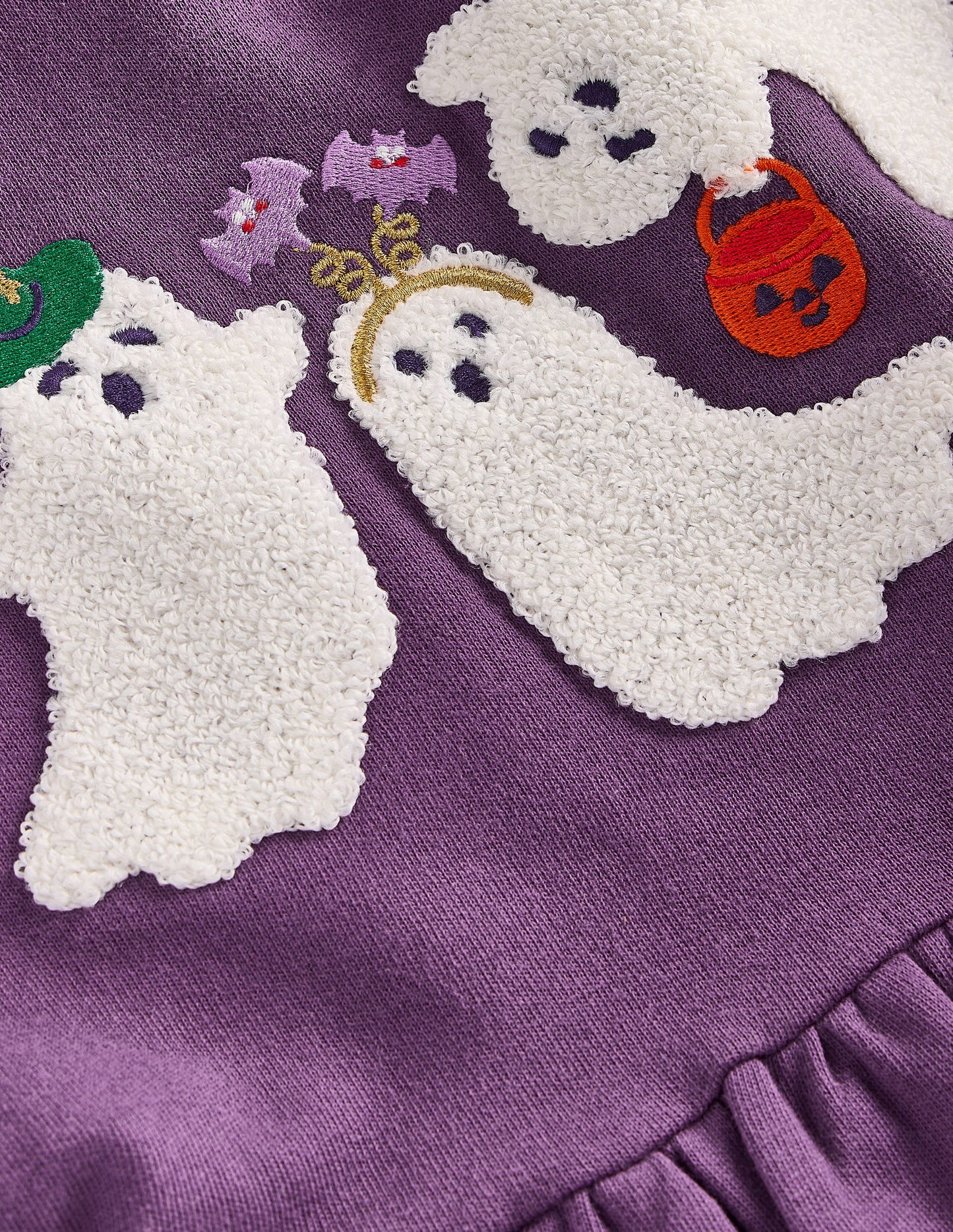 Applique Sweatshirt Dress-Halloween Ghosts