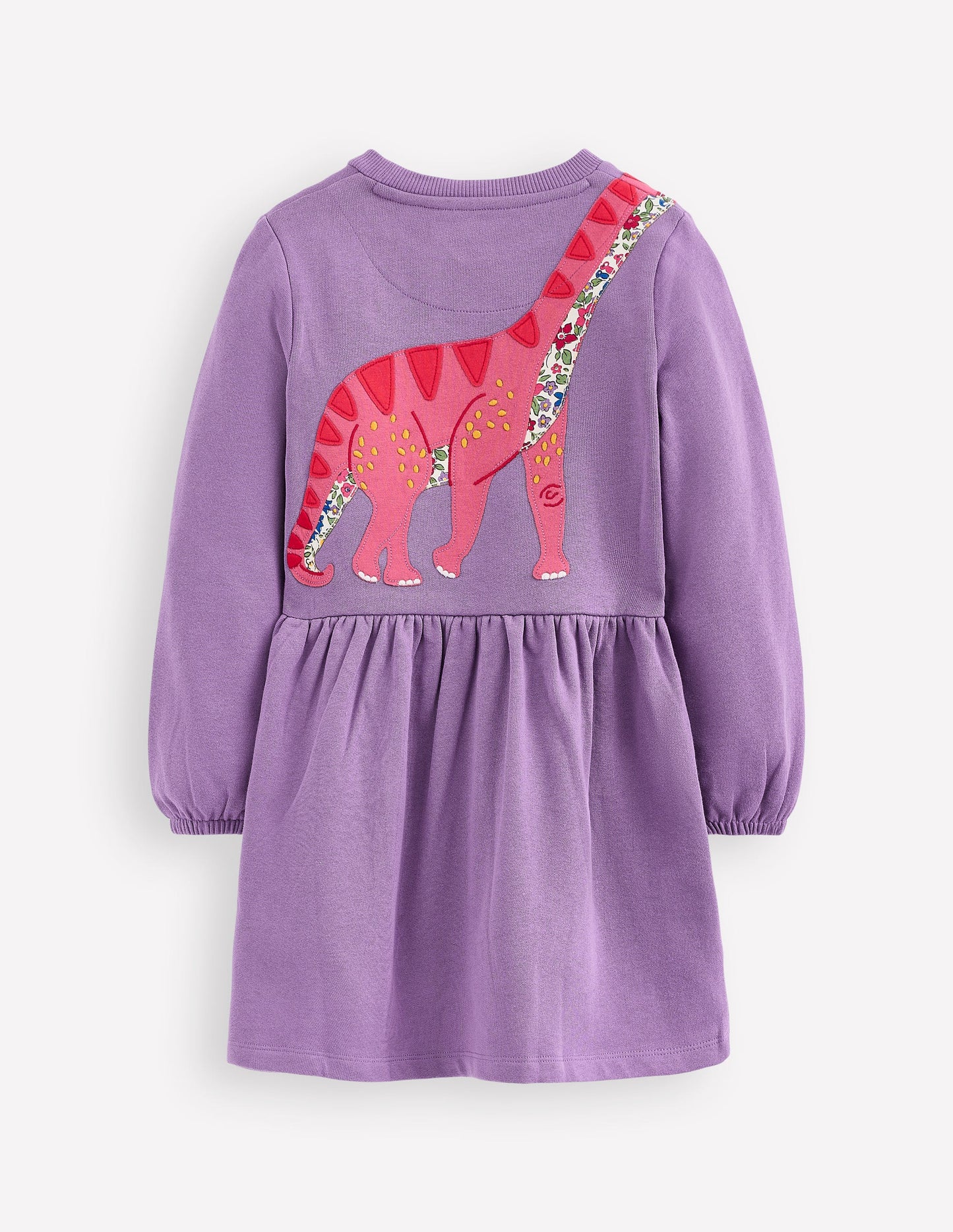 Applique Sweatshirt Dress-Aster Purple Dinosaurs