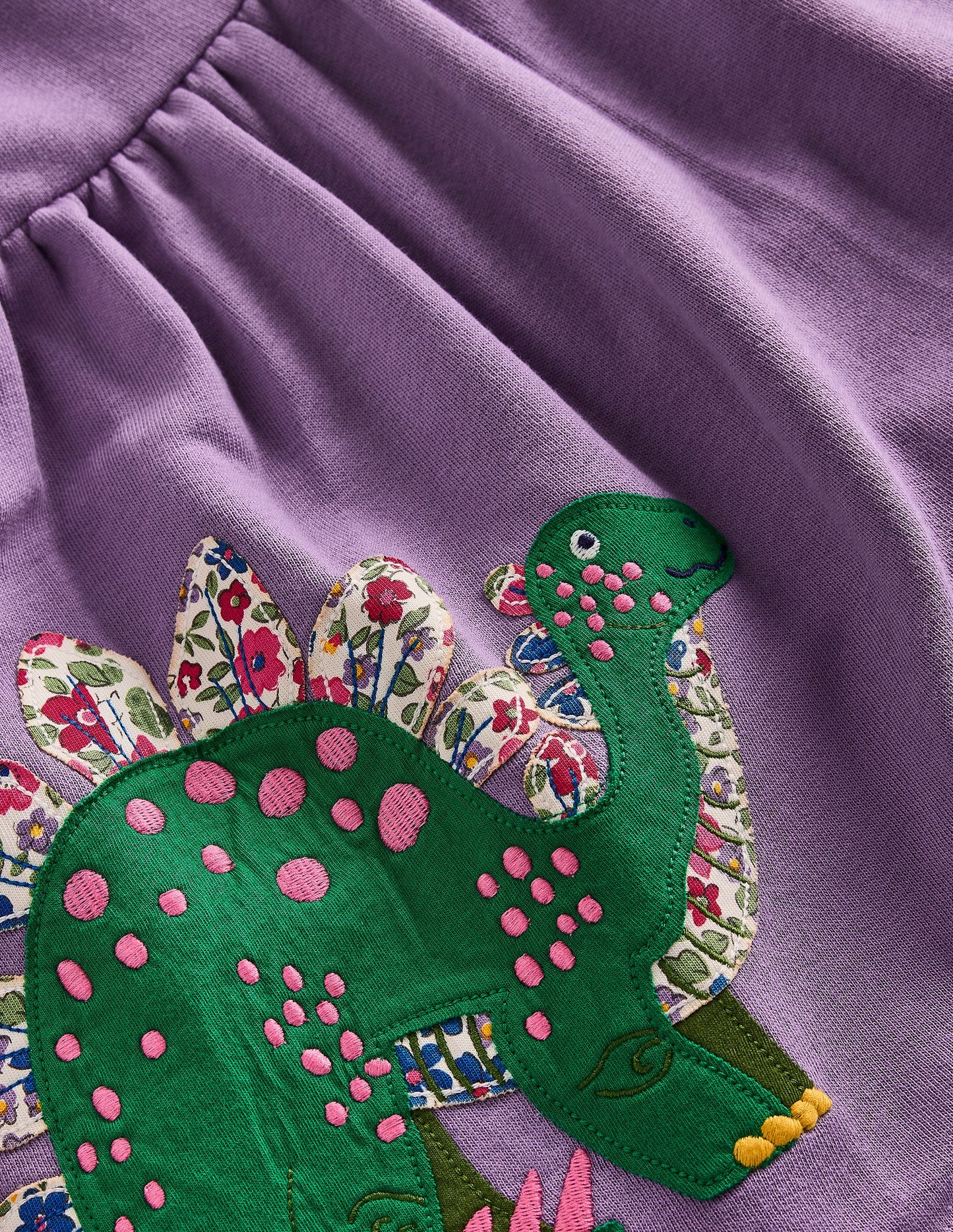 Applique Sweatshirt Dress-Aster Purple Dinosaurs