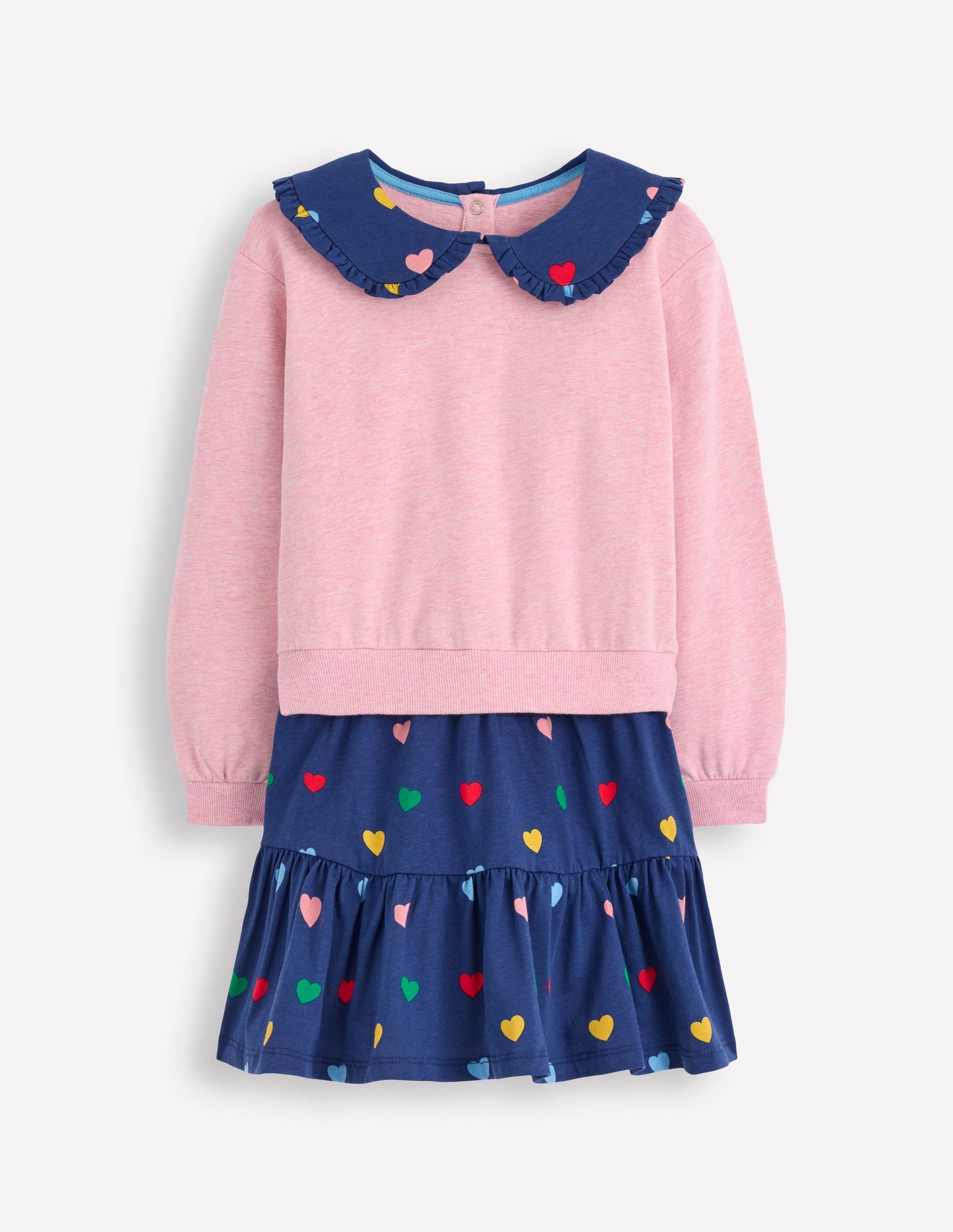 2-in-1 Sweatshirt Dress-Starboard Blue Multi Hearts