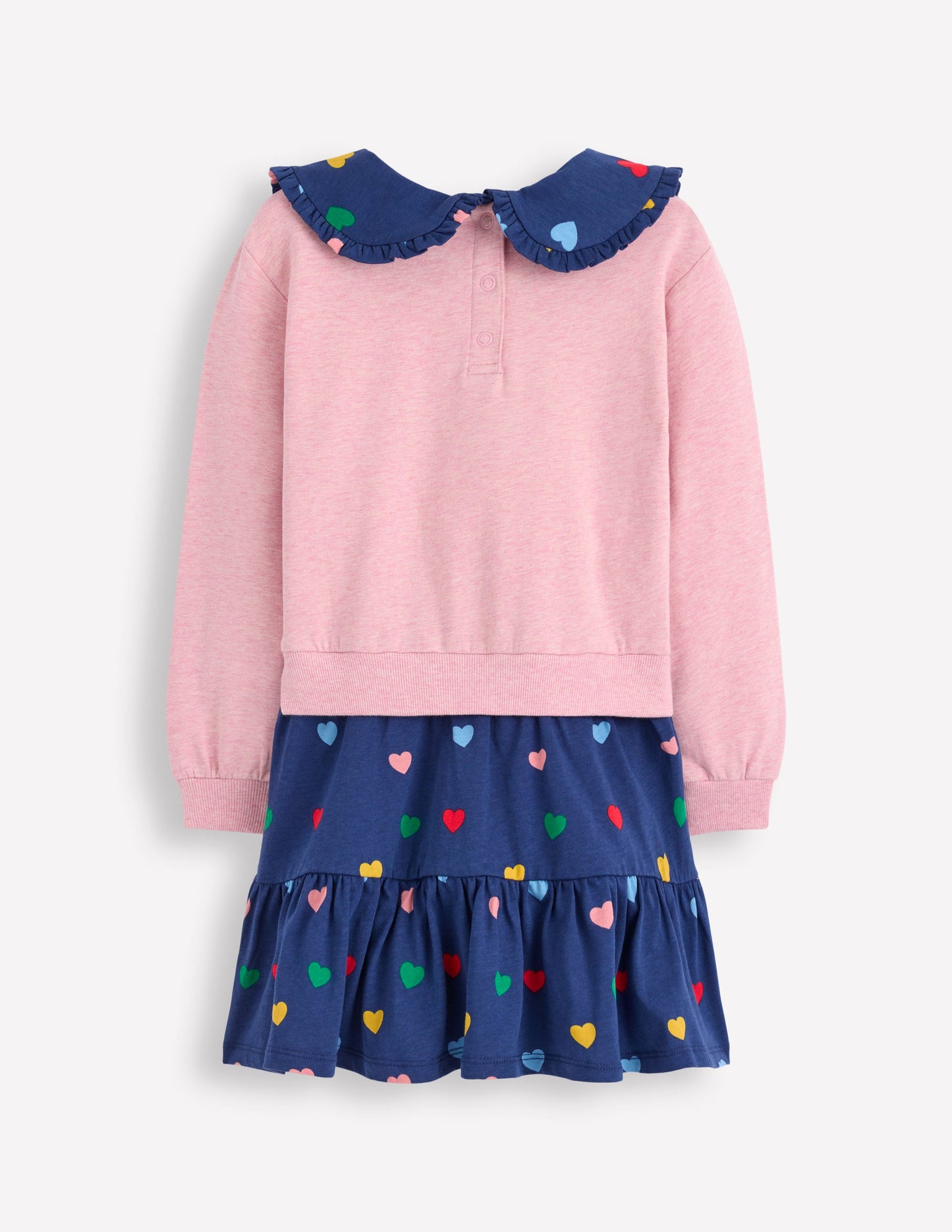 2-in-1 Sweatshirt Dress-Starboard Blue Multi Hearts