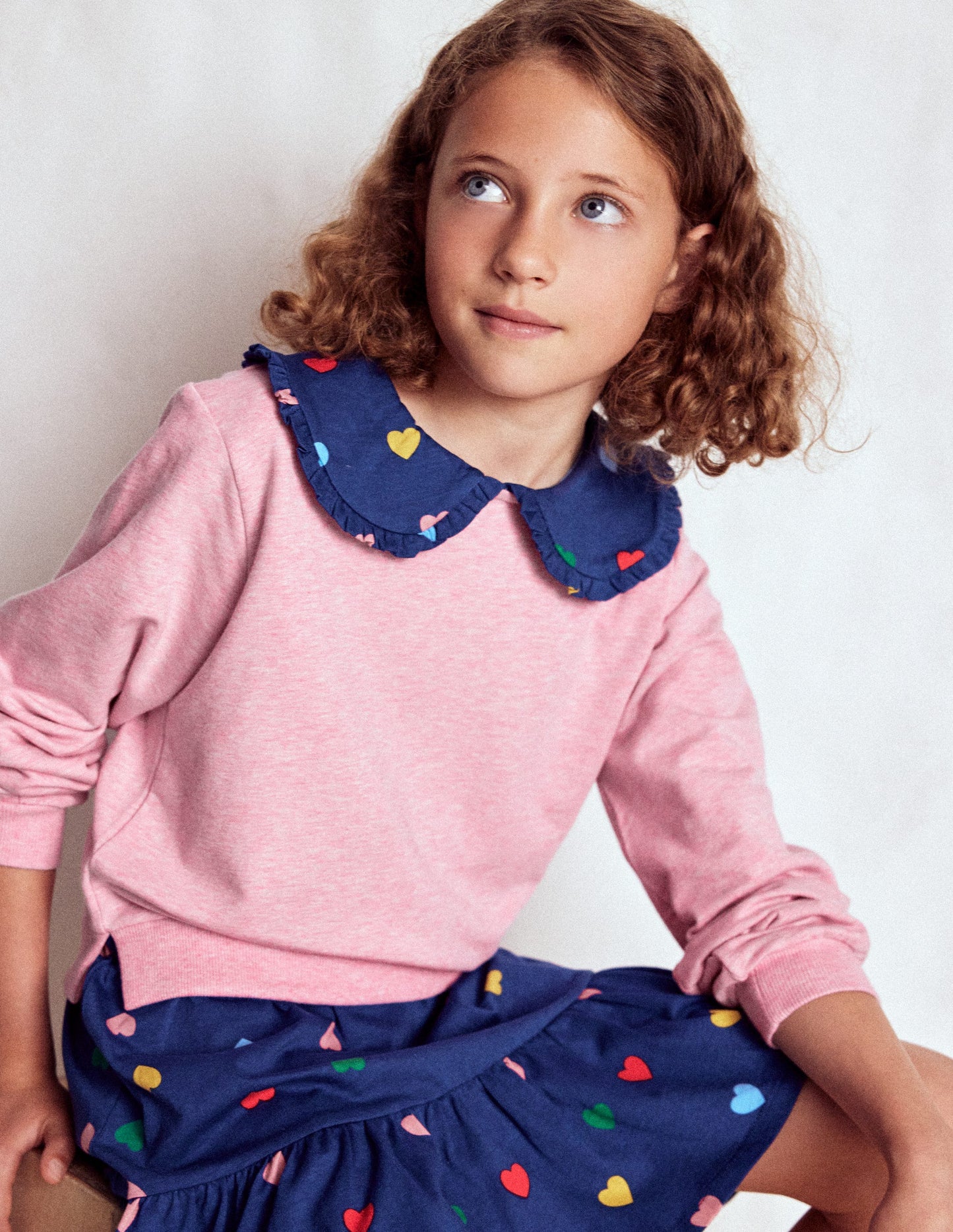 2-in-1 Sweatshirt Dress-Starboard Blue Multi Hearts