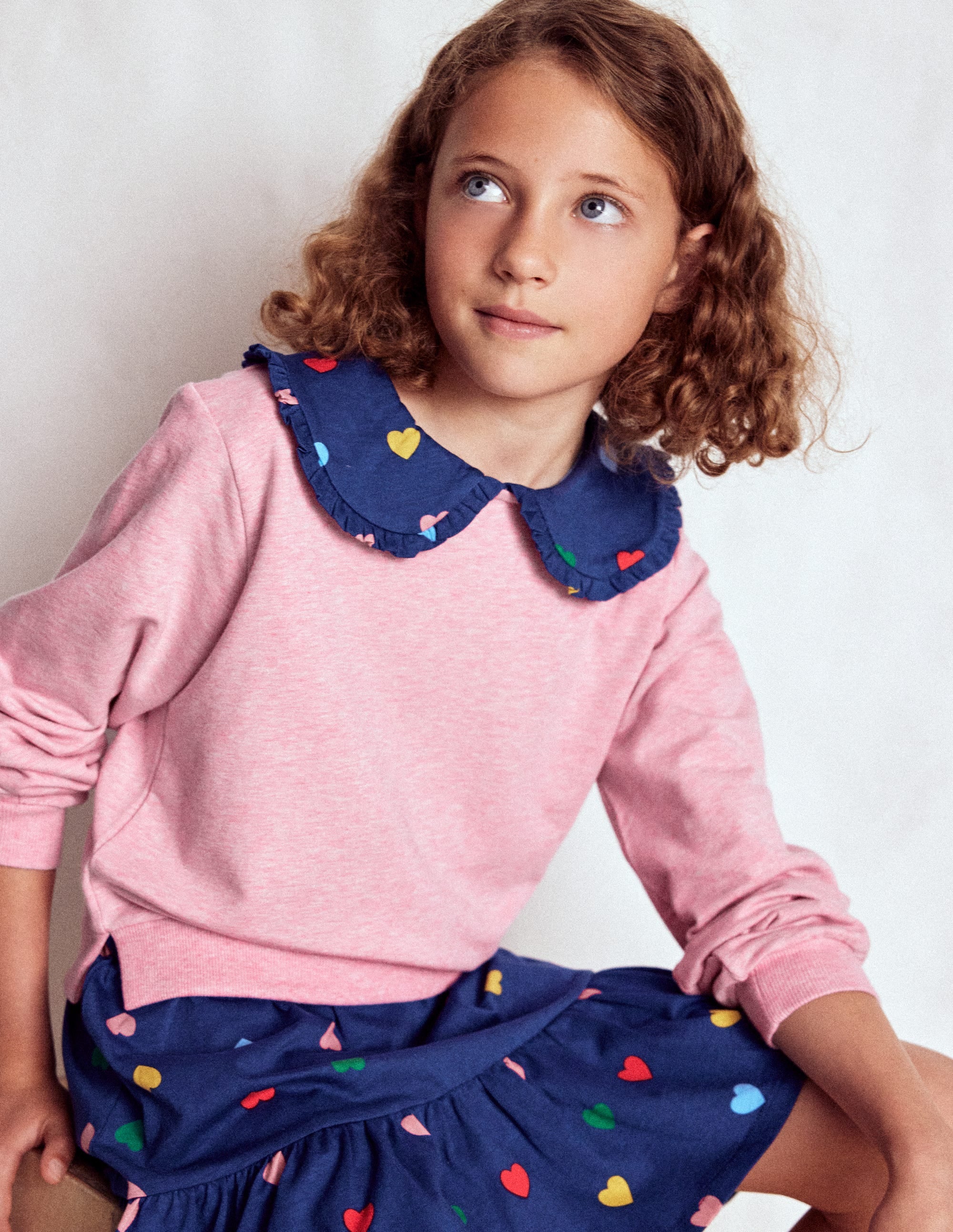 2-in-1 Sweatshirt Dress-Starboard Blue Multi Hearts - Image 1