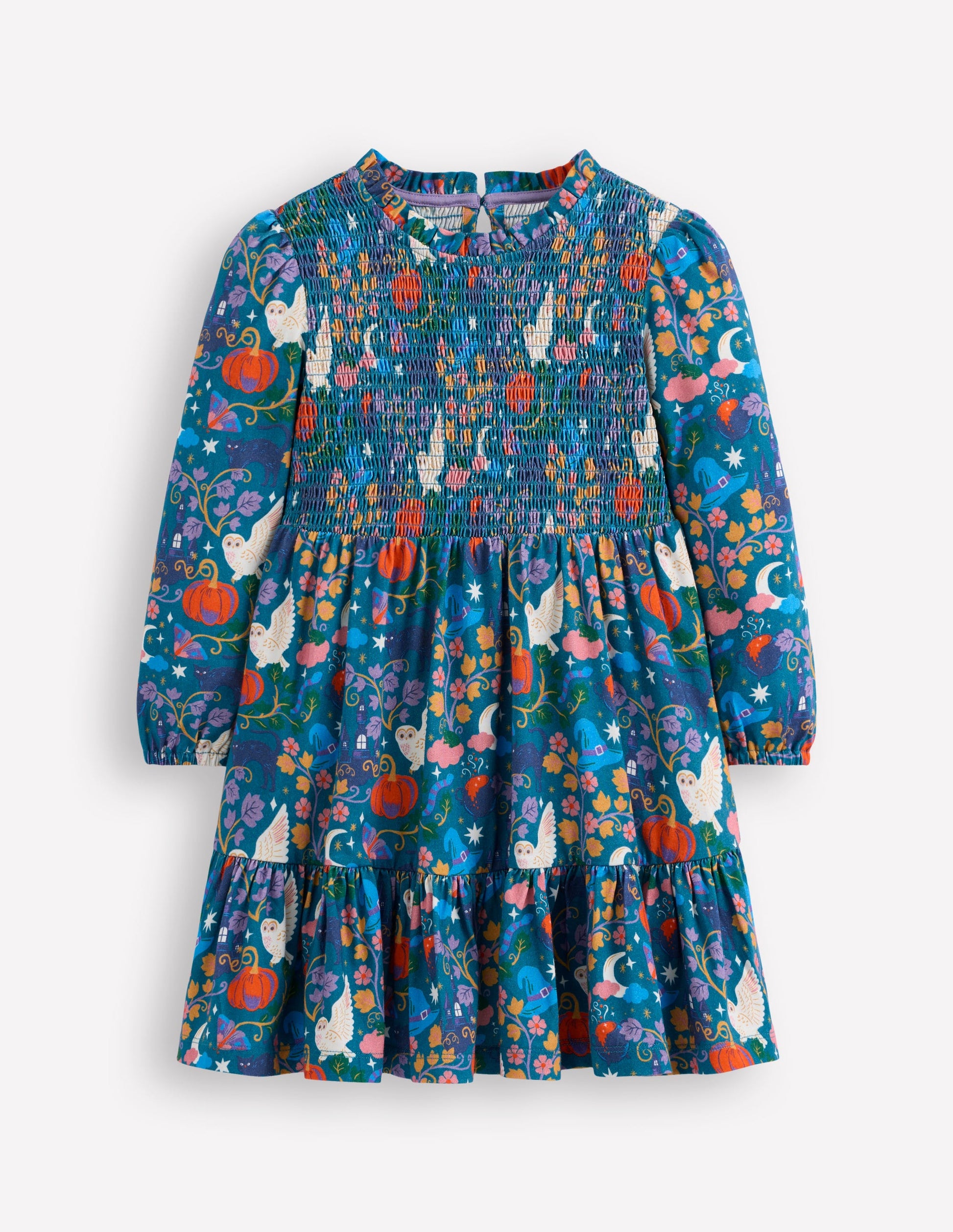 Aurora Long Sleeve Dress-Deep Sea Blue Spooky Toile-1