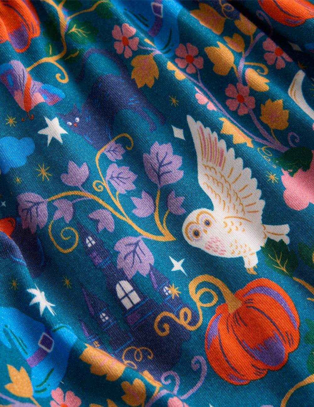 Aurora Long Sleeve Dress-Deep Sea Blue Spooky Toile-3