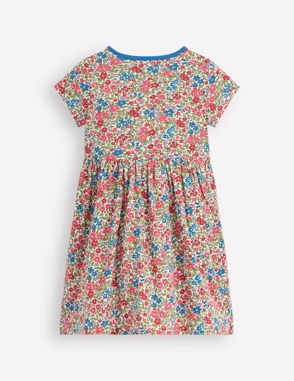 Appliqué  T-shirt Dress-Rose Pink Flowerbed Hearts-5