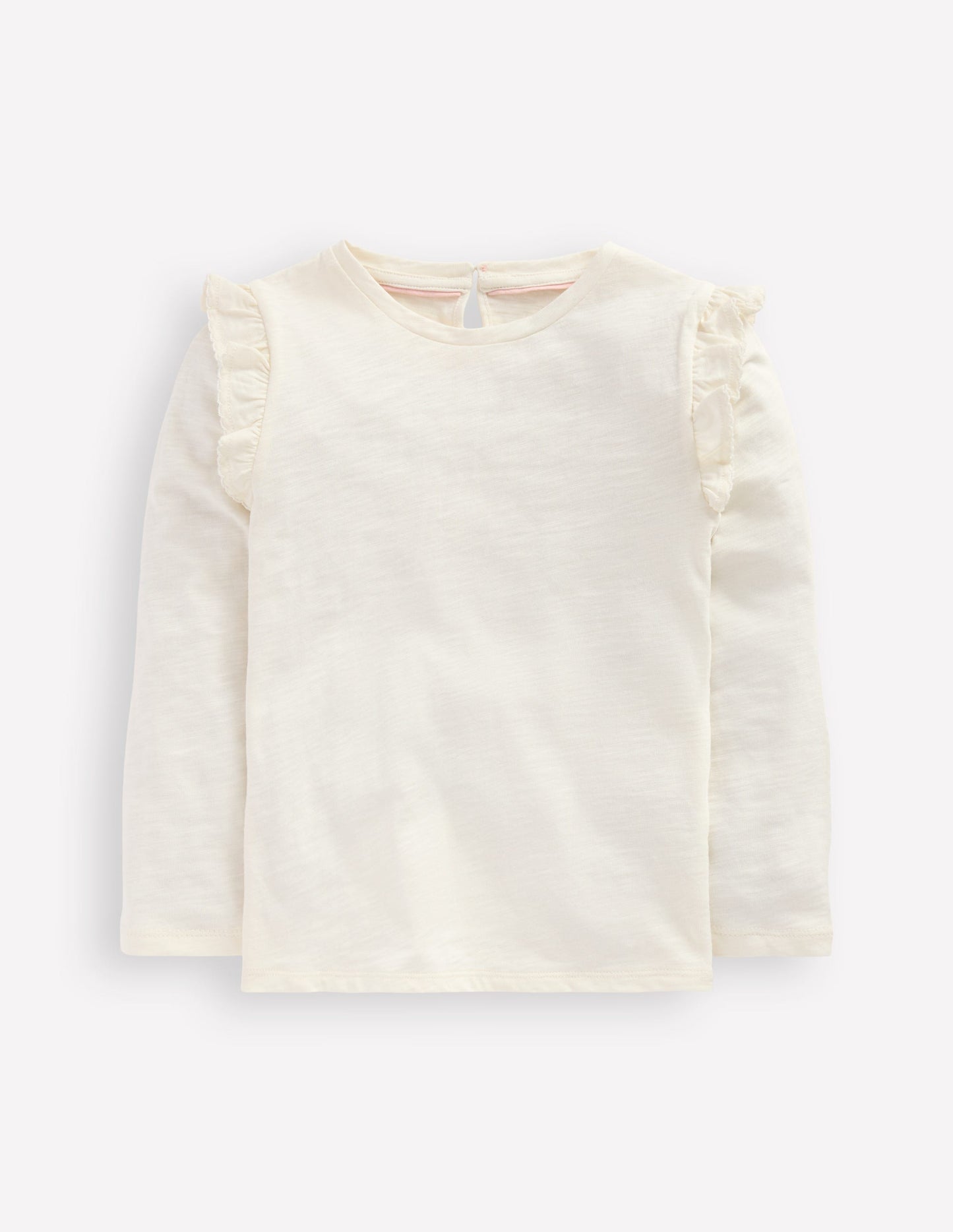 Frill Sleeve Slub Top-Soft Ivory