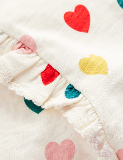 Frill Sleeve Slub Top-Rainbow Hearts-6