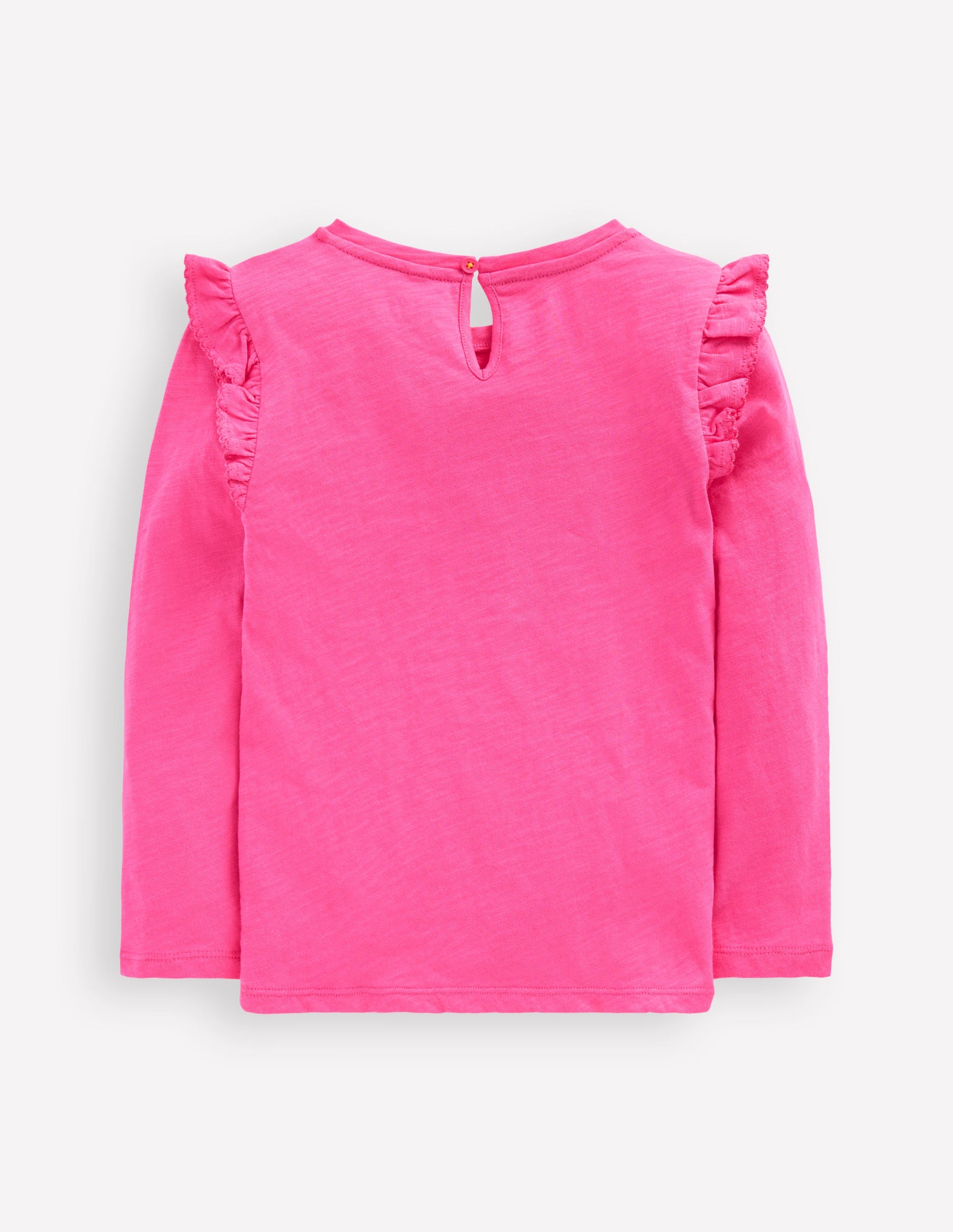Frill Sleeve Slub Top-Sorbet Pink-2