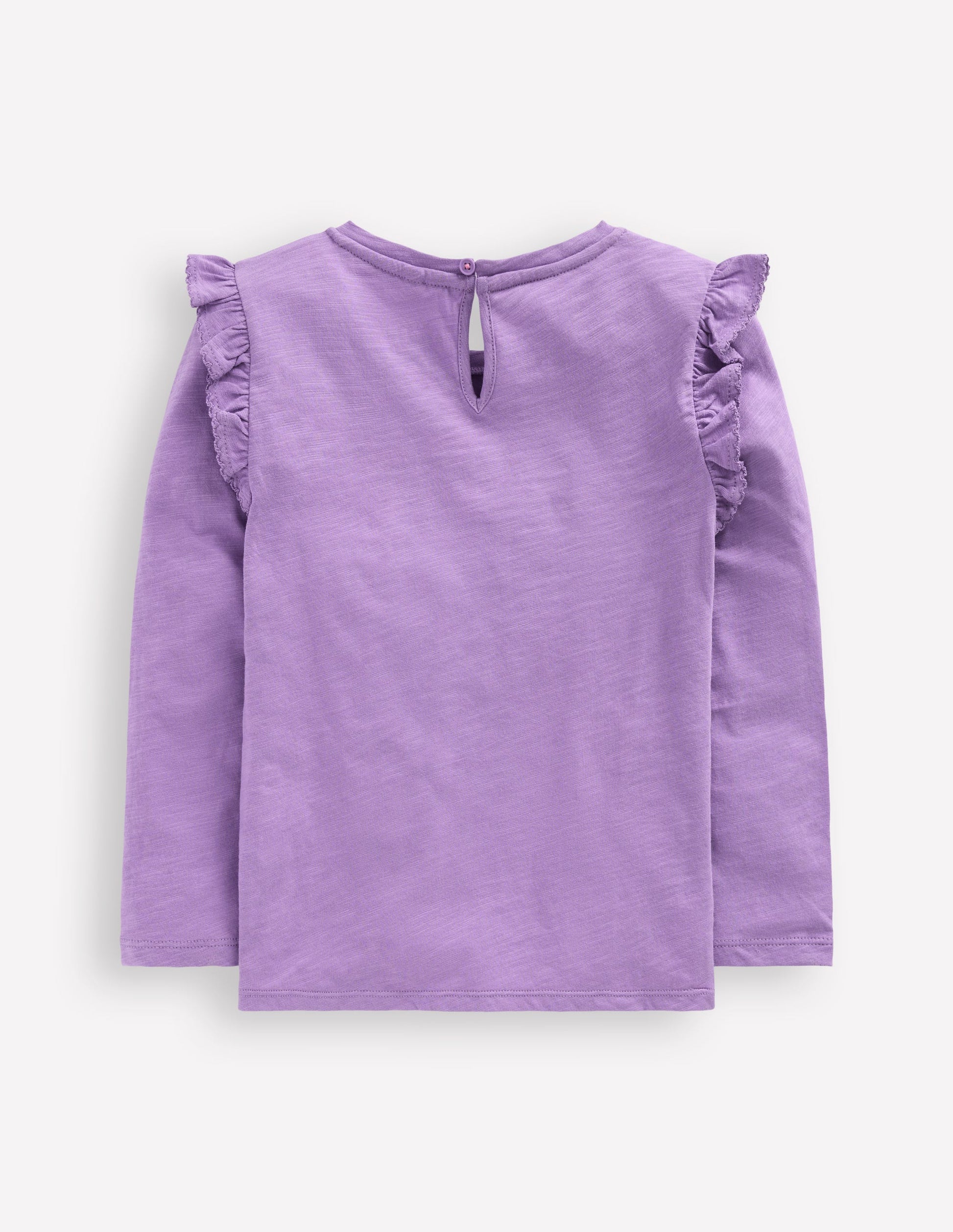 Frill Sleeve Slub Top-Aster Purple-2