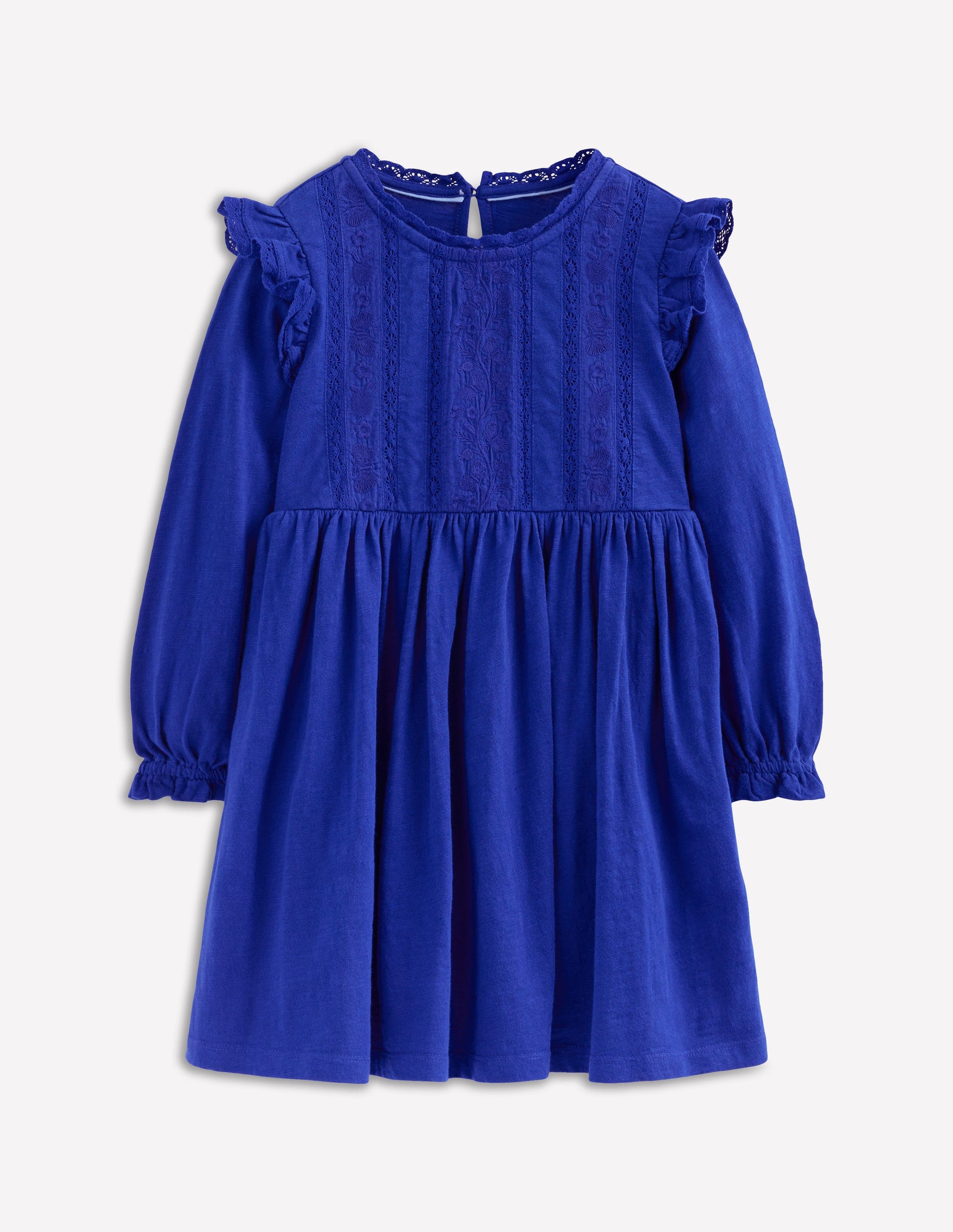 Lace Trim Jersey Dress-Bluejay-1