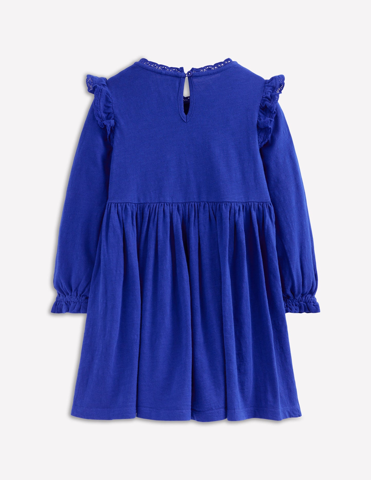 Lace Trim Jersey Dress-Bluejay
