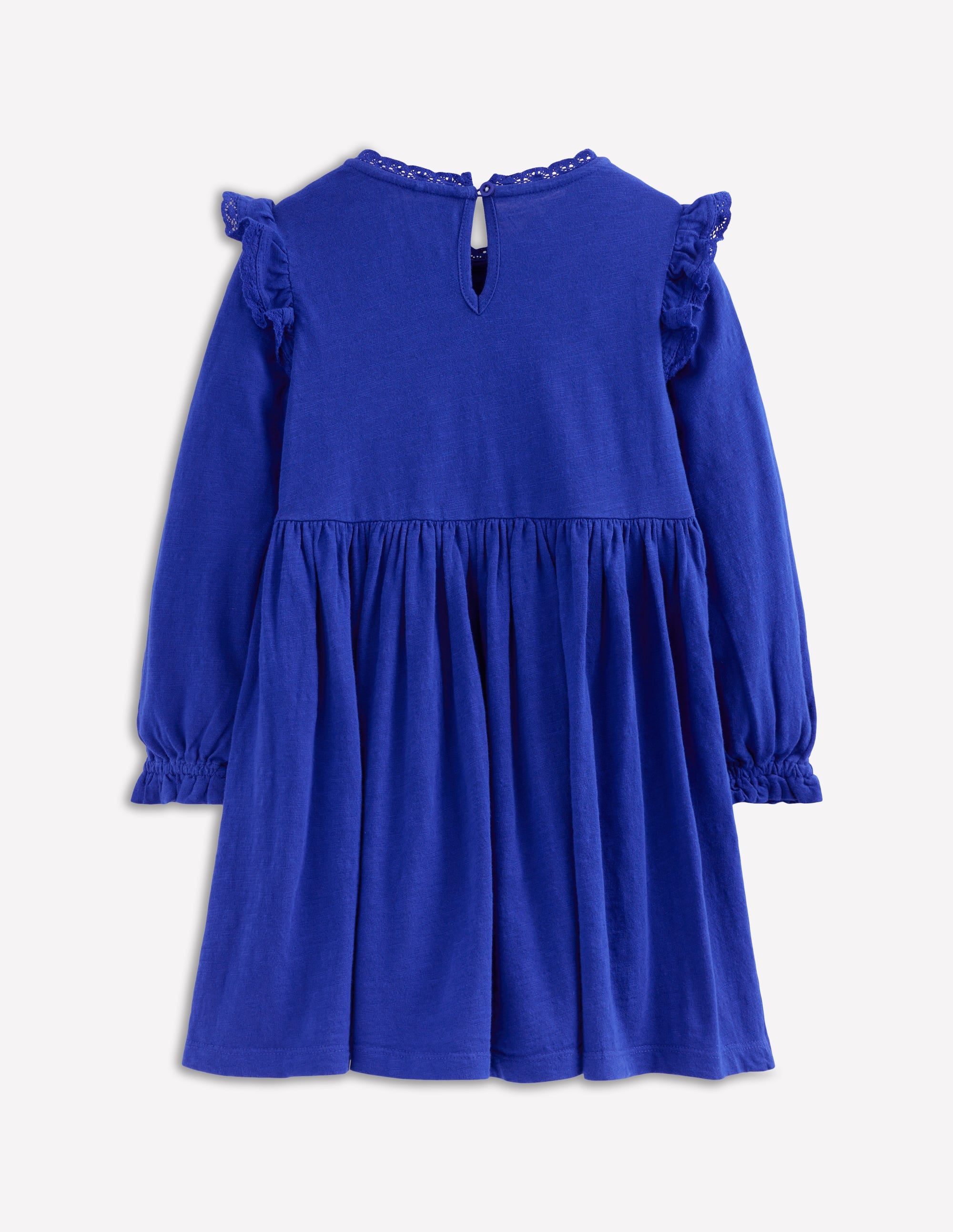 Lace Trim Jersey Dress-Bluejay - Image 2