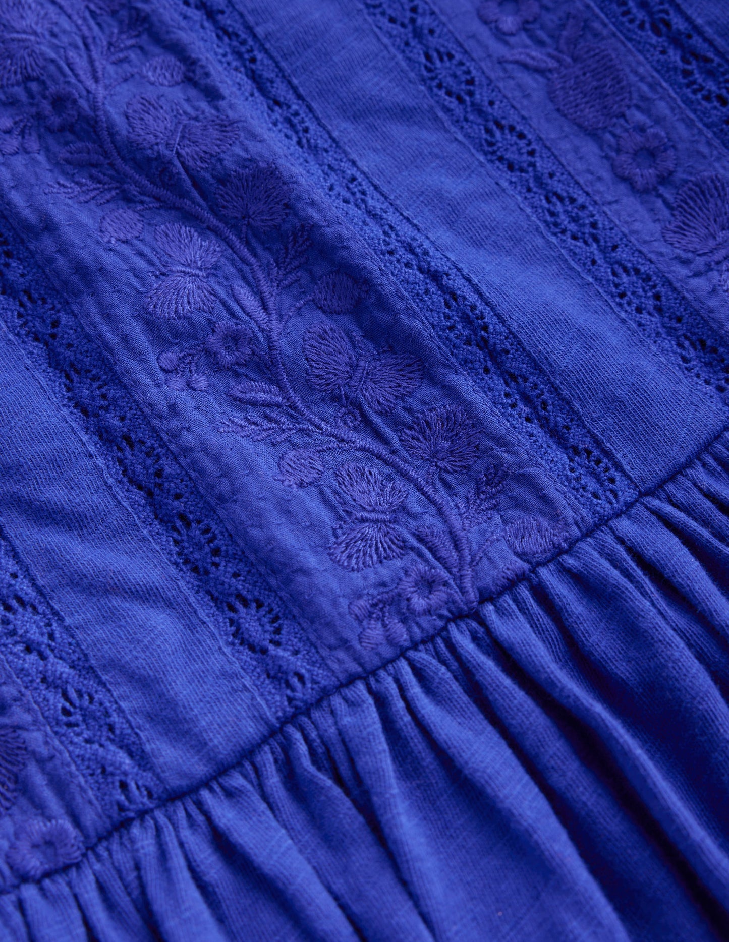 Lace Trim Jersey Dress-Bluejay