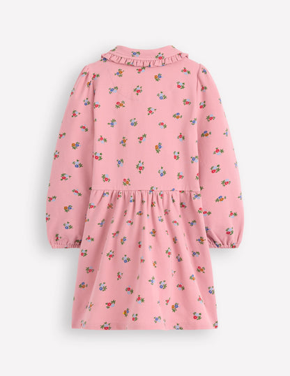 Cosy Jersey Shirt Dress-Vintage Pink Spaced Ditsy-6