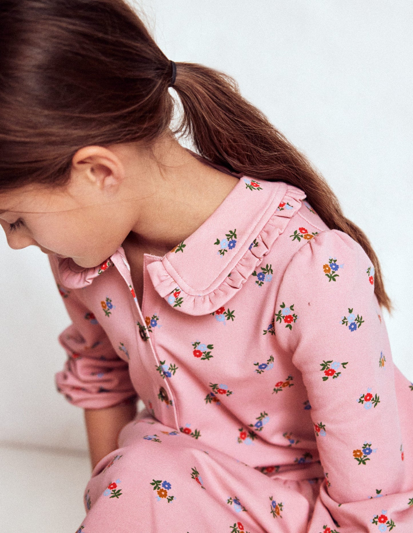 Cosy Jersey Shirt Dress-Vintage Pink Spaced Ditsy