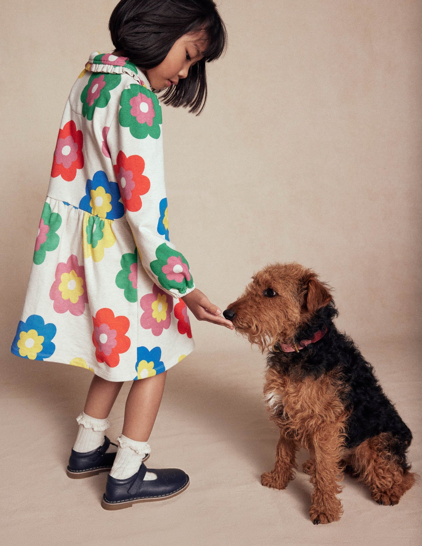 Cosy Jersey Shirt Dress-Multi Large Flower