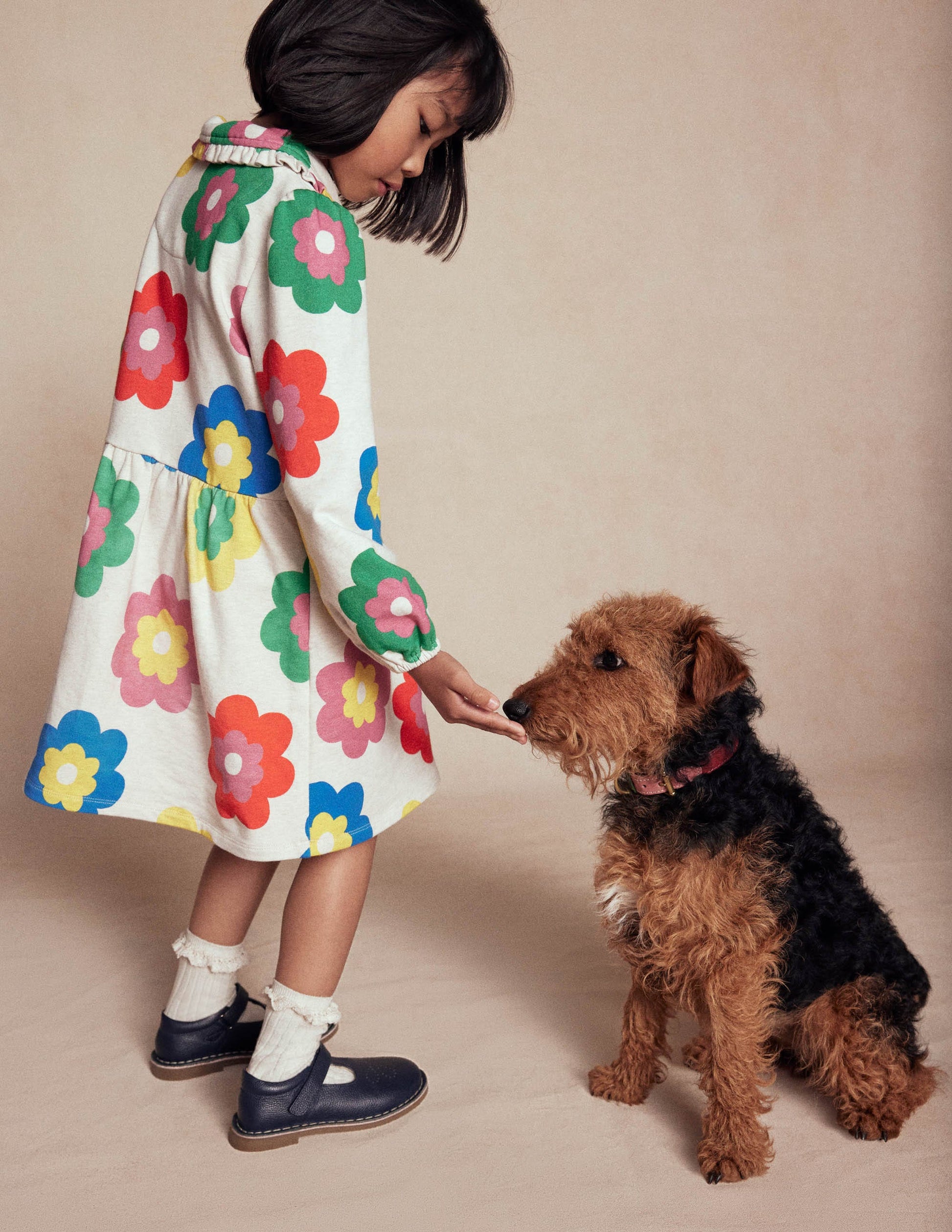 Cosy Jersey Shirt Dress-Multi Large Flower-4