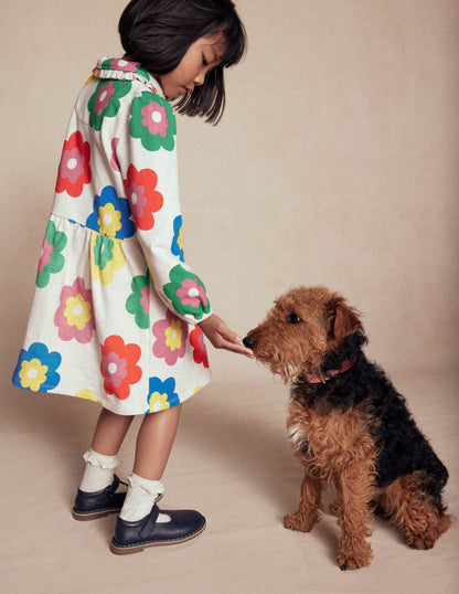 Cosy Jersey Shirt Dress-Multi Large Flower-4