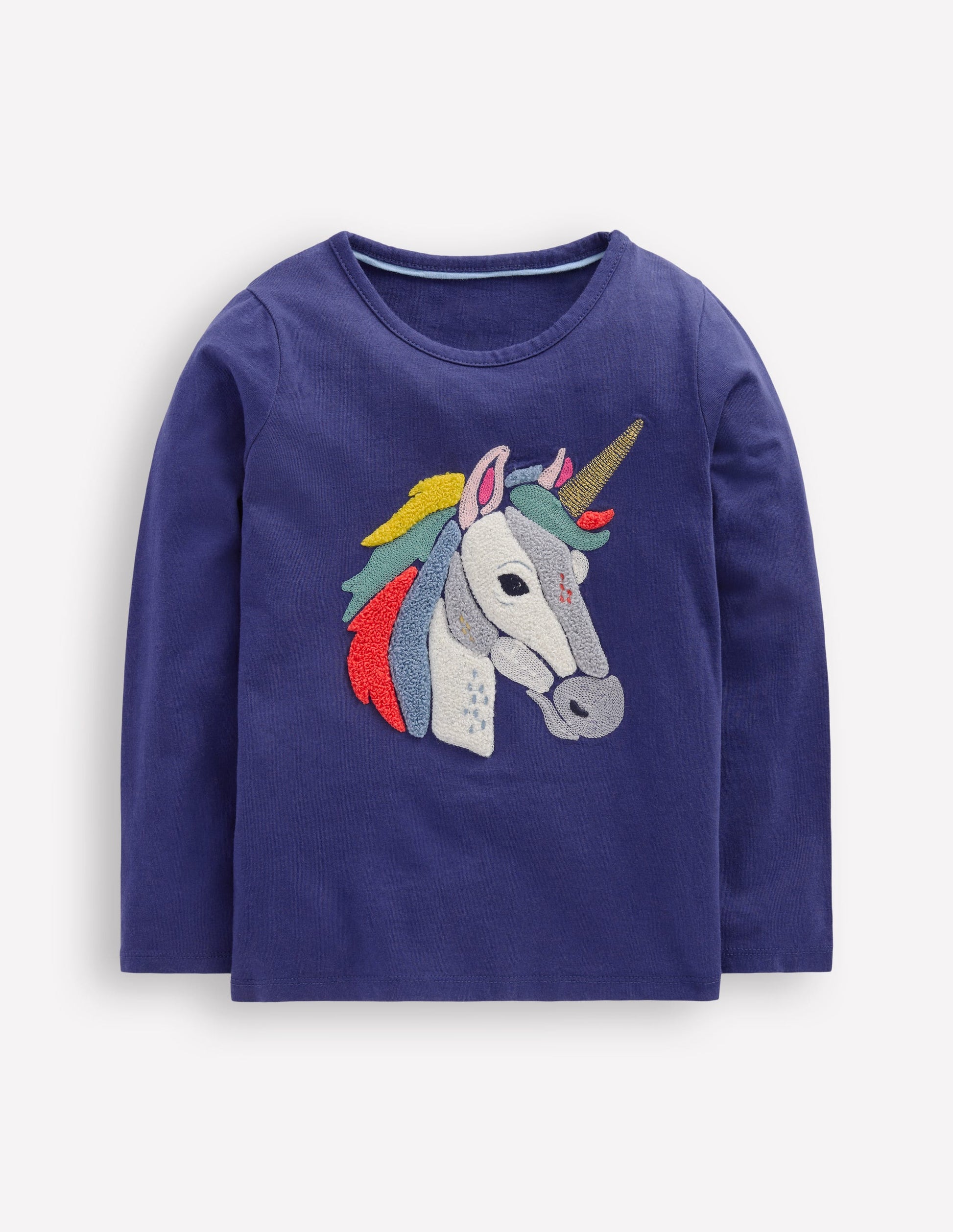 Long Sleeve Bouclé T-shirt-Starboard Blue Unicorn-1