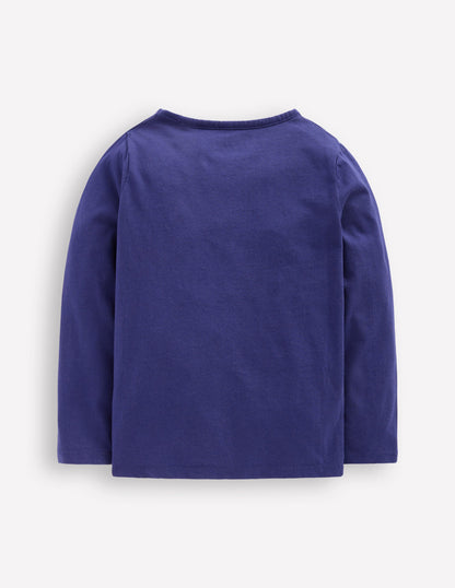 Long Sleeve Bouclé T-shirt-Starboard Blue Unicorn-2