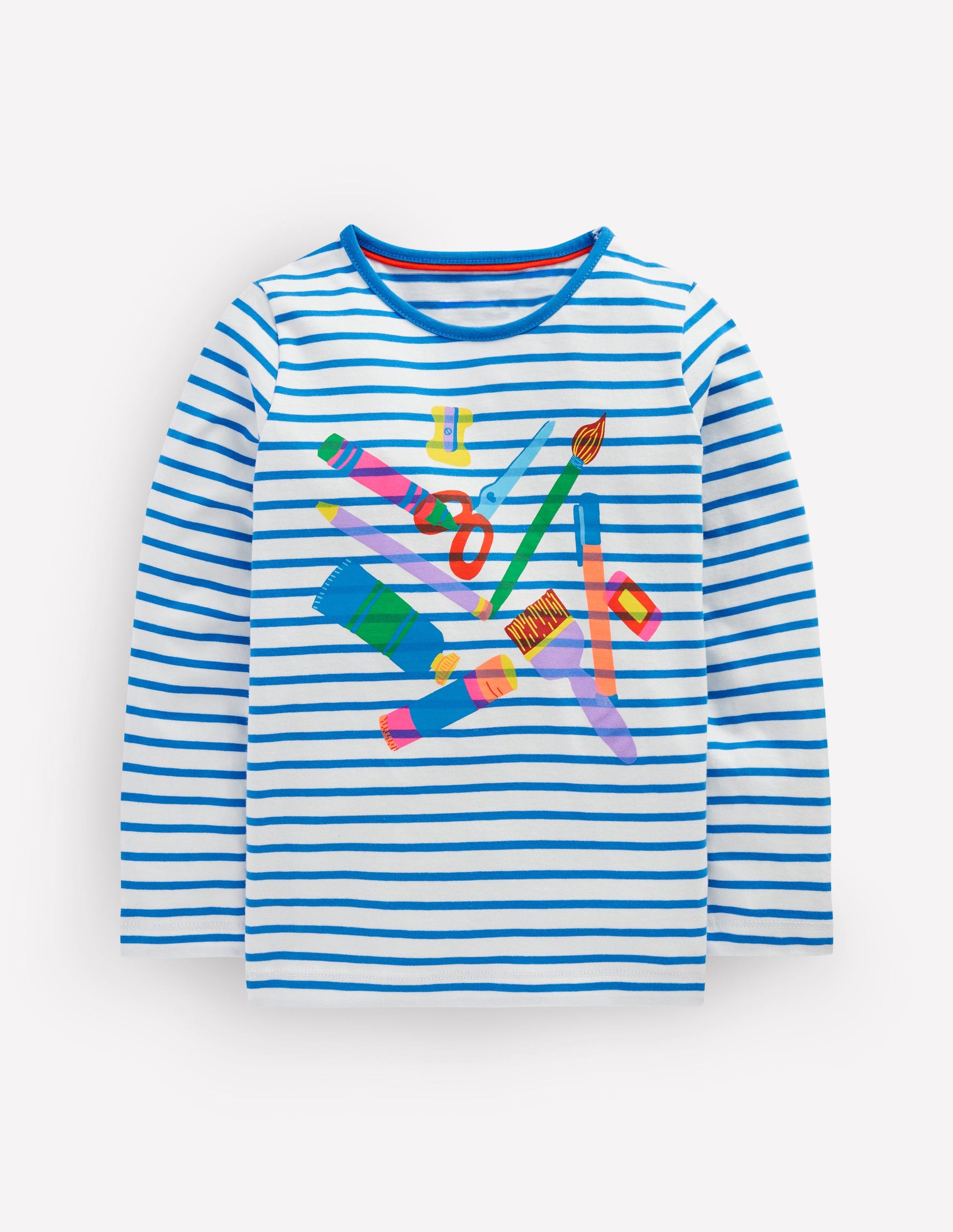 Long Sleeve Riso T-Shirt-Soft Ivory/Kingfisher Blue-1