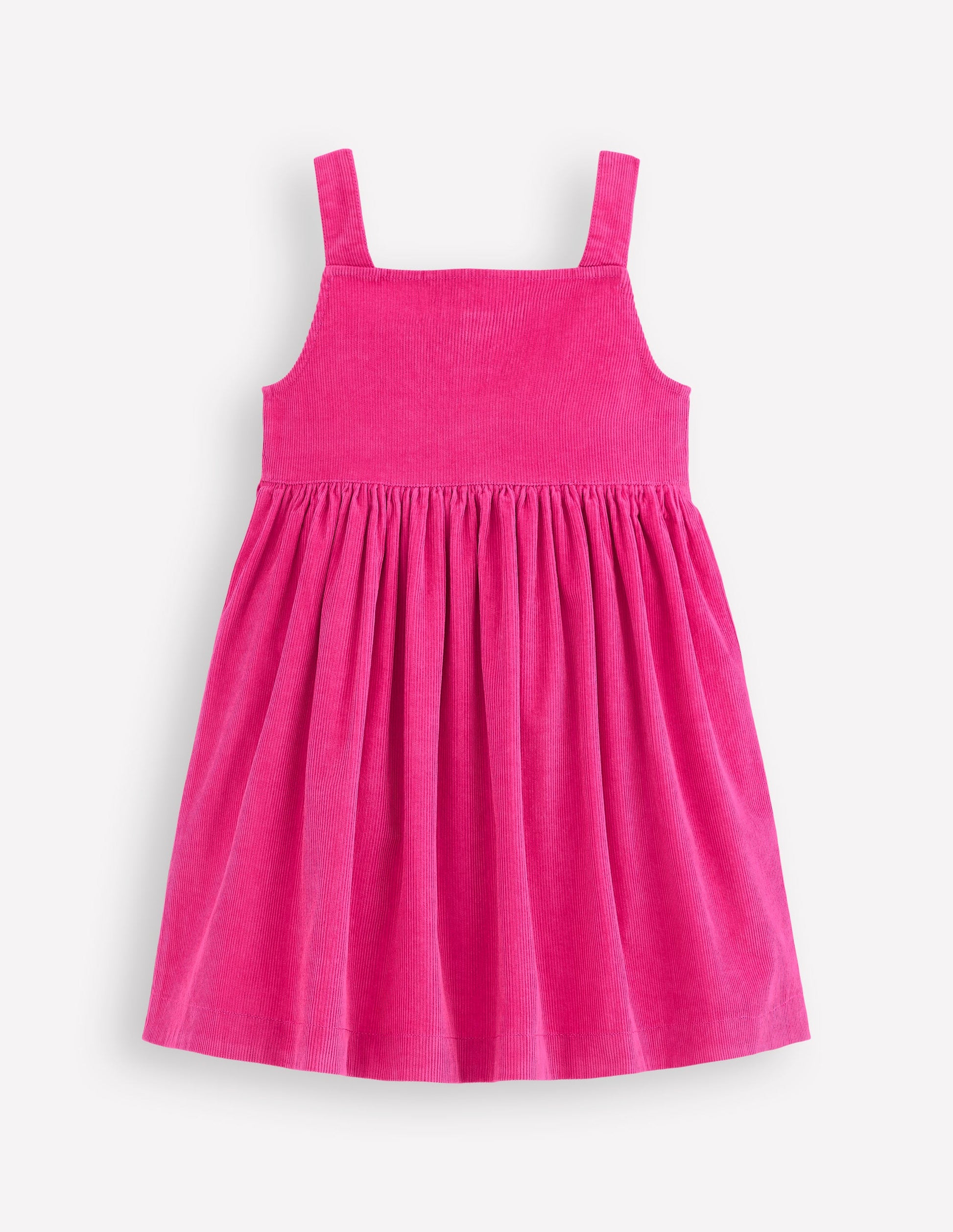 Button-through Pinafore Dress-Raspberry Pink Button-through Pinafore Dress-Raspberry Pink