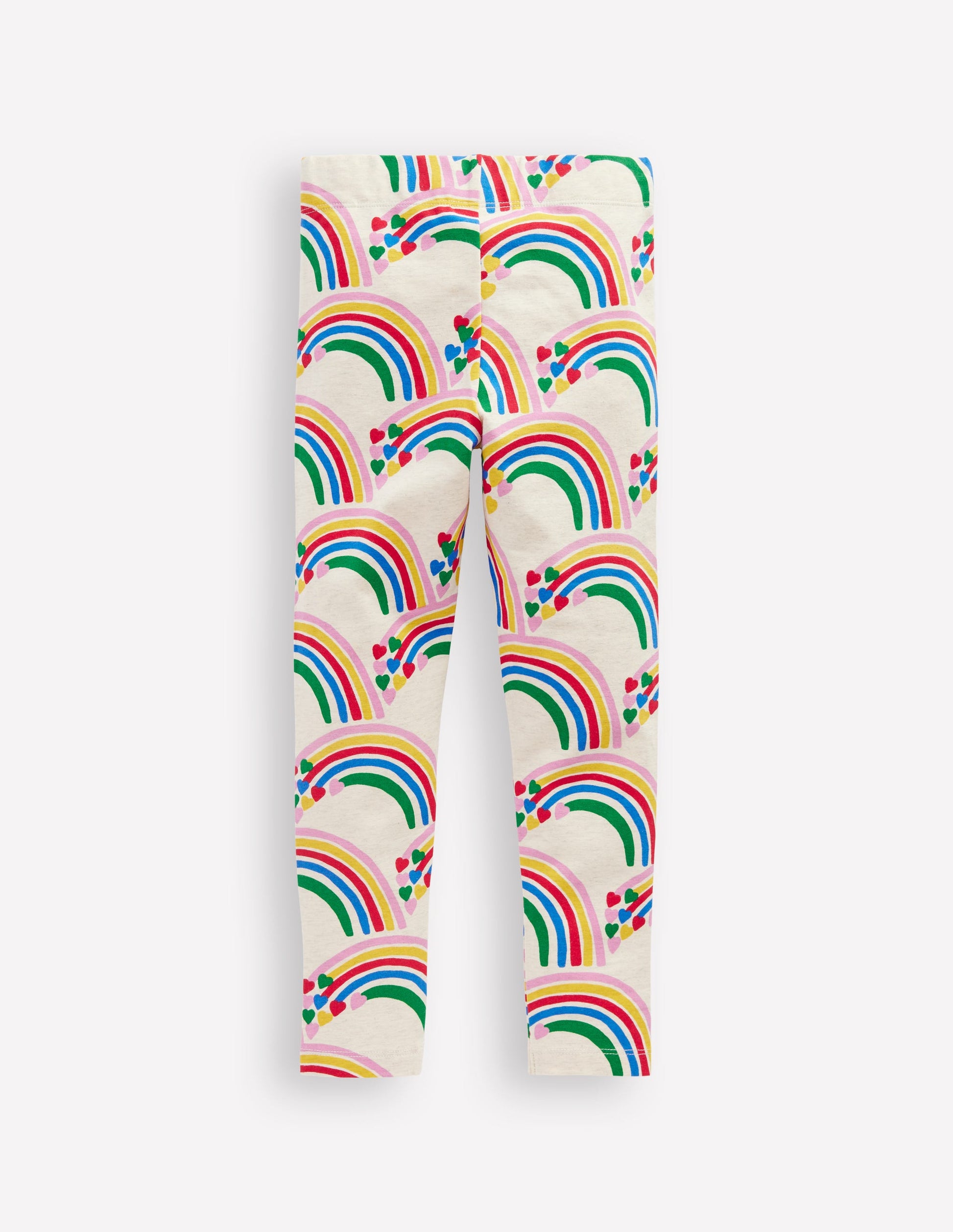 Fun Leggings-Oatmeal Marl Rainbow Hearts-2