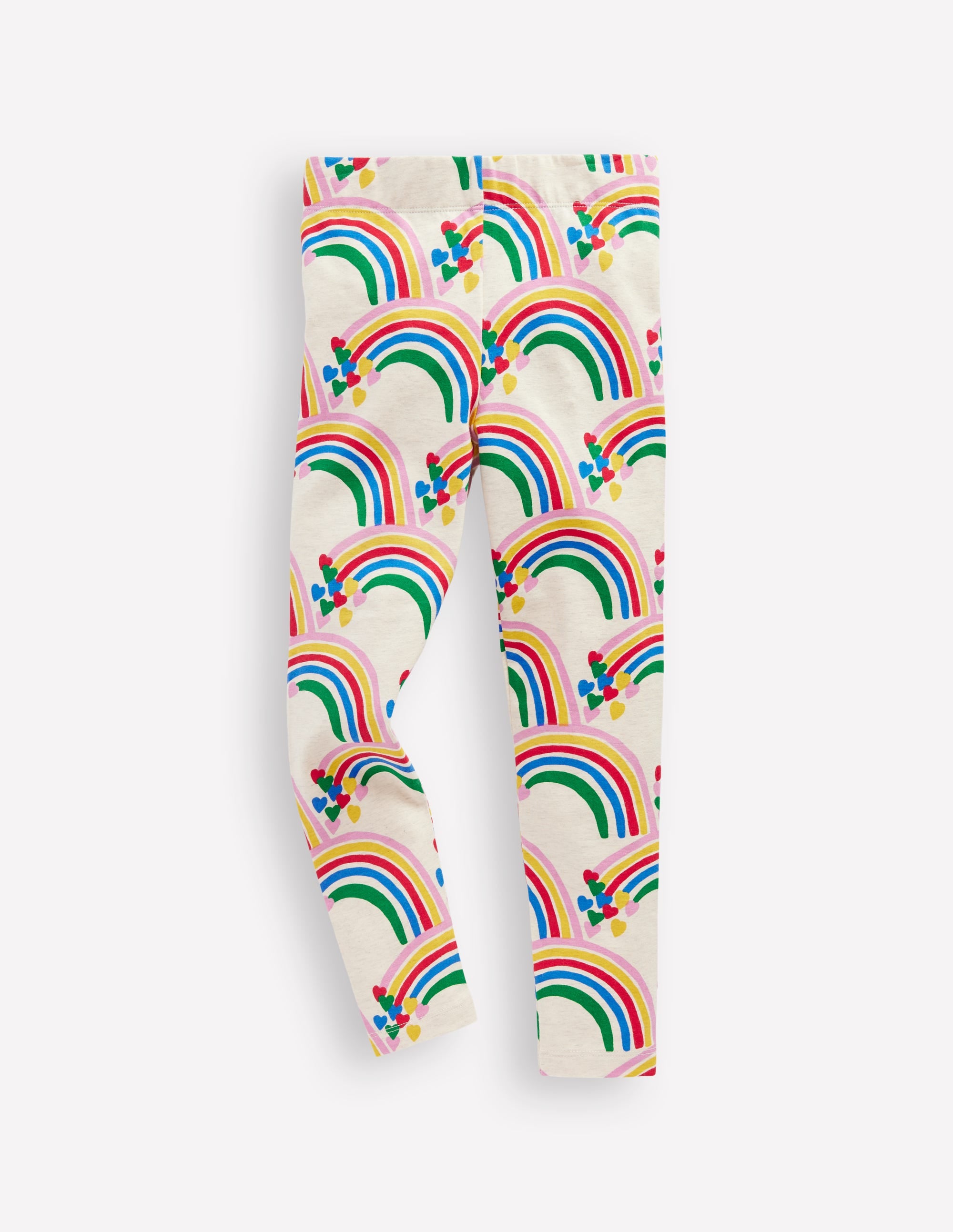 Fun Leggings-Oatmeal Marl Rainbow Hearts - Image 1