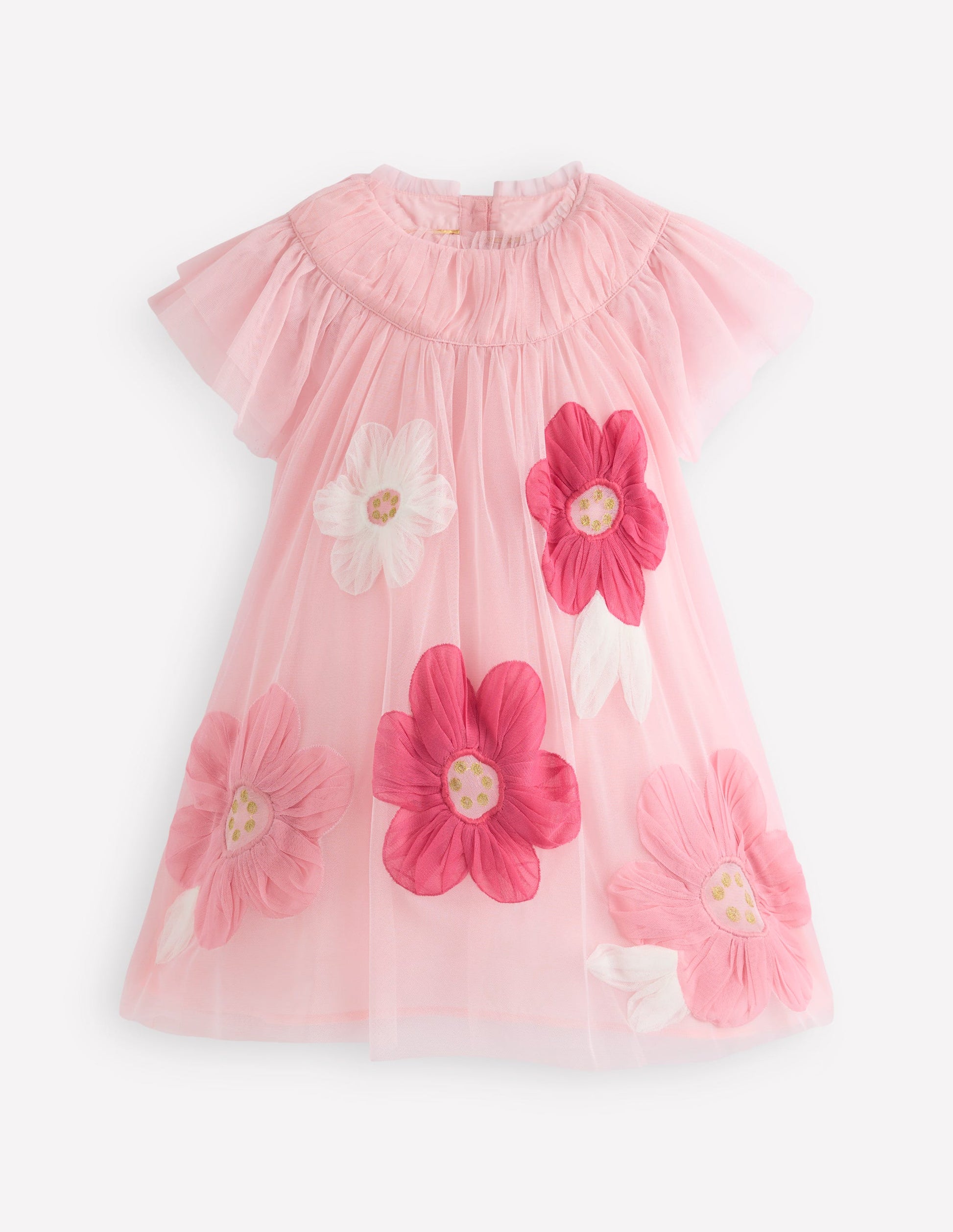 Appliqué  Tulle Dress-Chalk Pink Flower-5