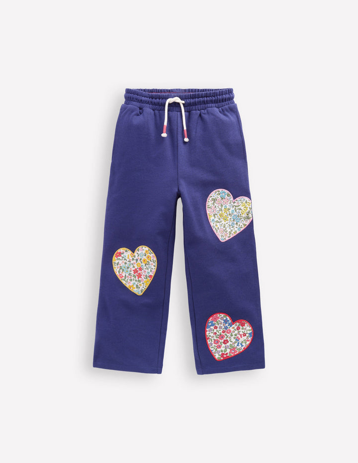 Bobbie Appliqué Sweatpants-Starboard Blue Hearts
