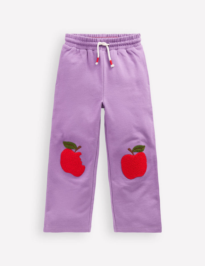 Bobbie Appliqué Sweatpants-Aster Purple Apples