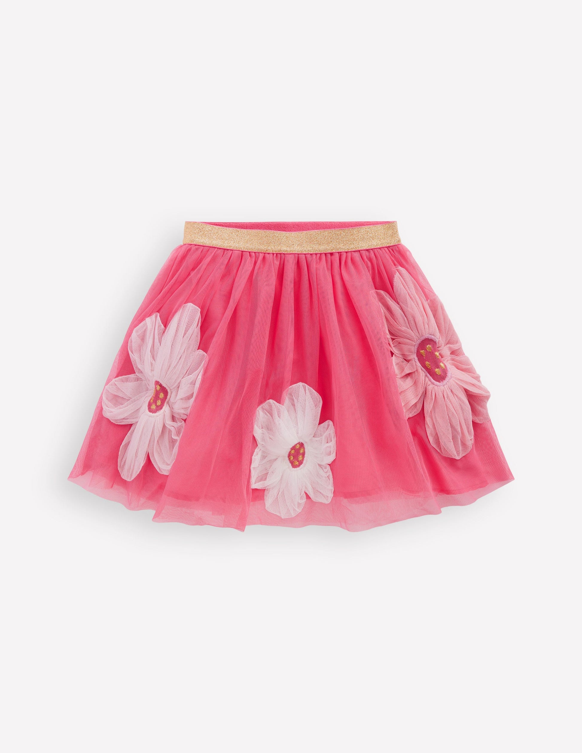 Appliqué Tulle Skirt-Pink Flowers-1