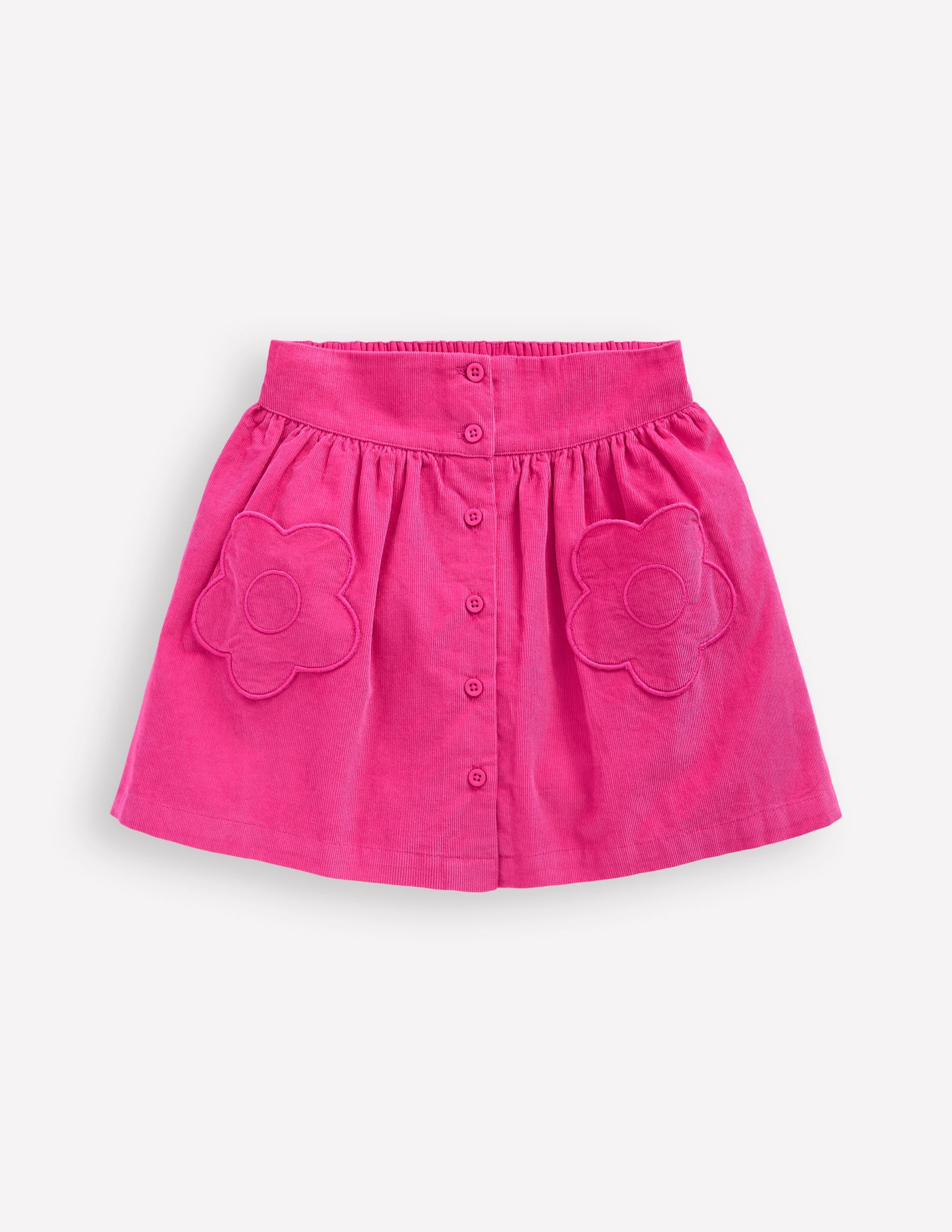Button-through Mini Skirt-Raspberry Pink - Image 1