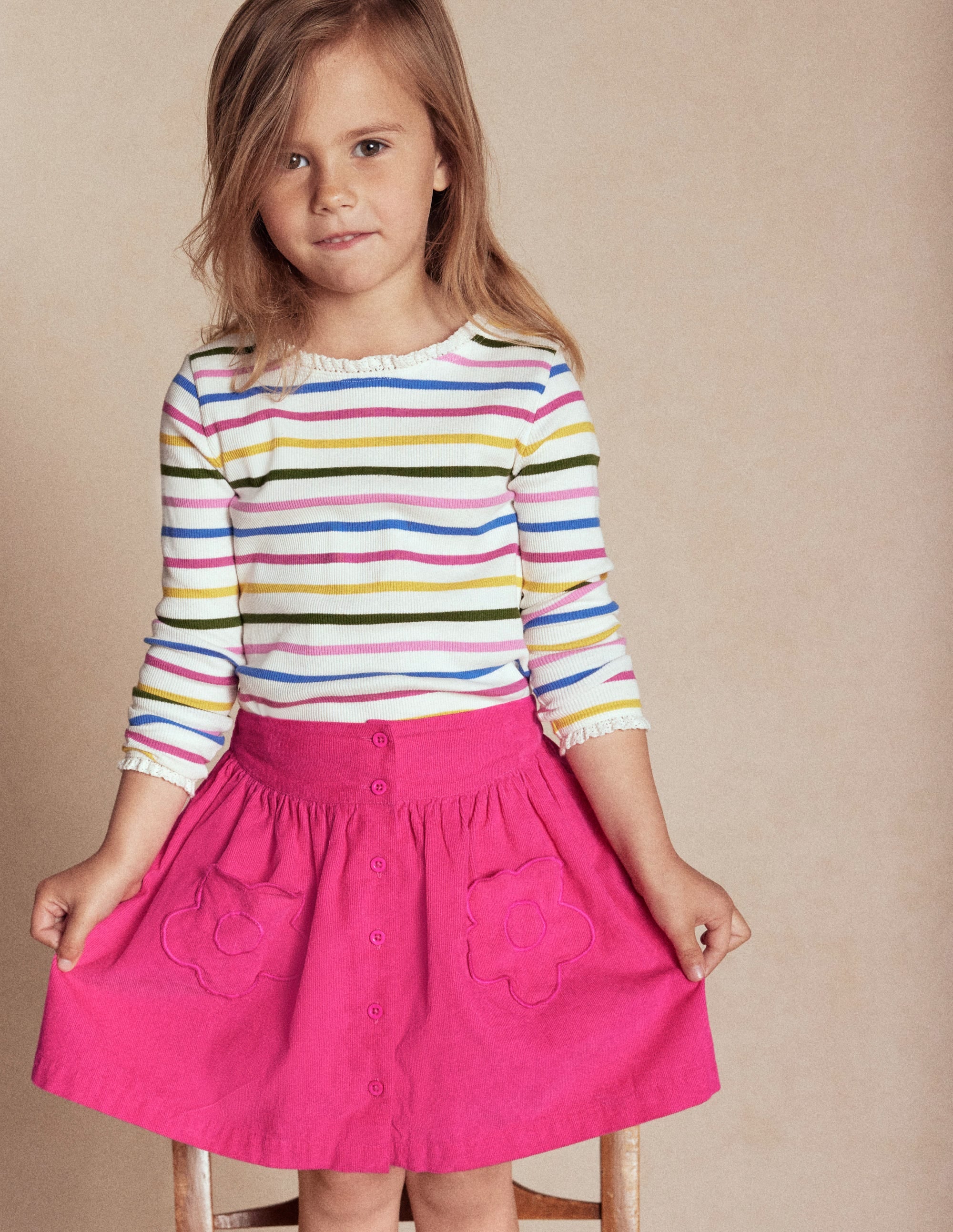 Button-through Mini Skirt-Raspberry Pink - Image 4