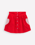 Button-through Mini Skirt-Rockabilly Red Hearts