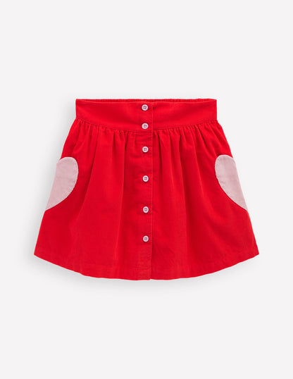 Button-through Mini Skirt-Rockabilly Red Hearts-1