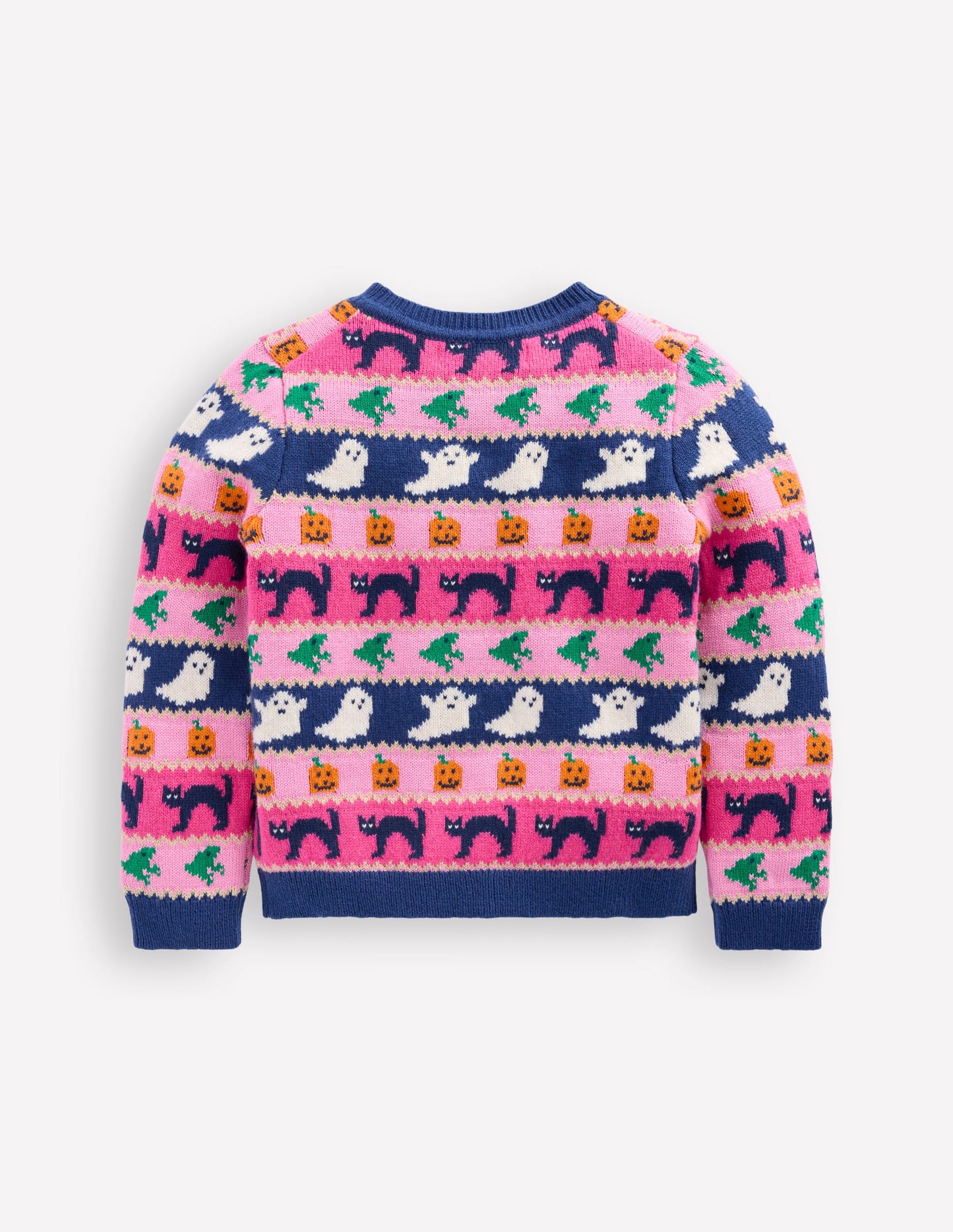 Edie Fair Isle Cardigan-Raspberry Pink Halloween